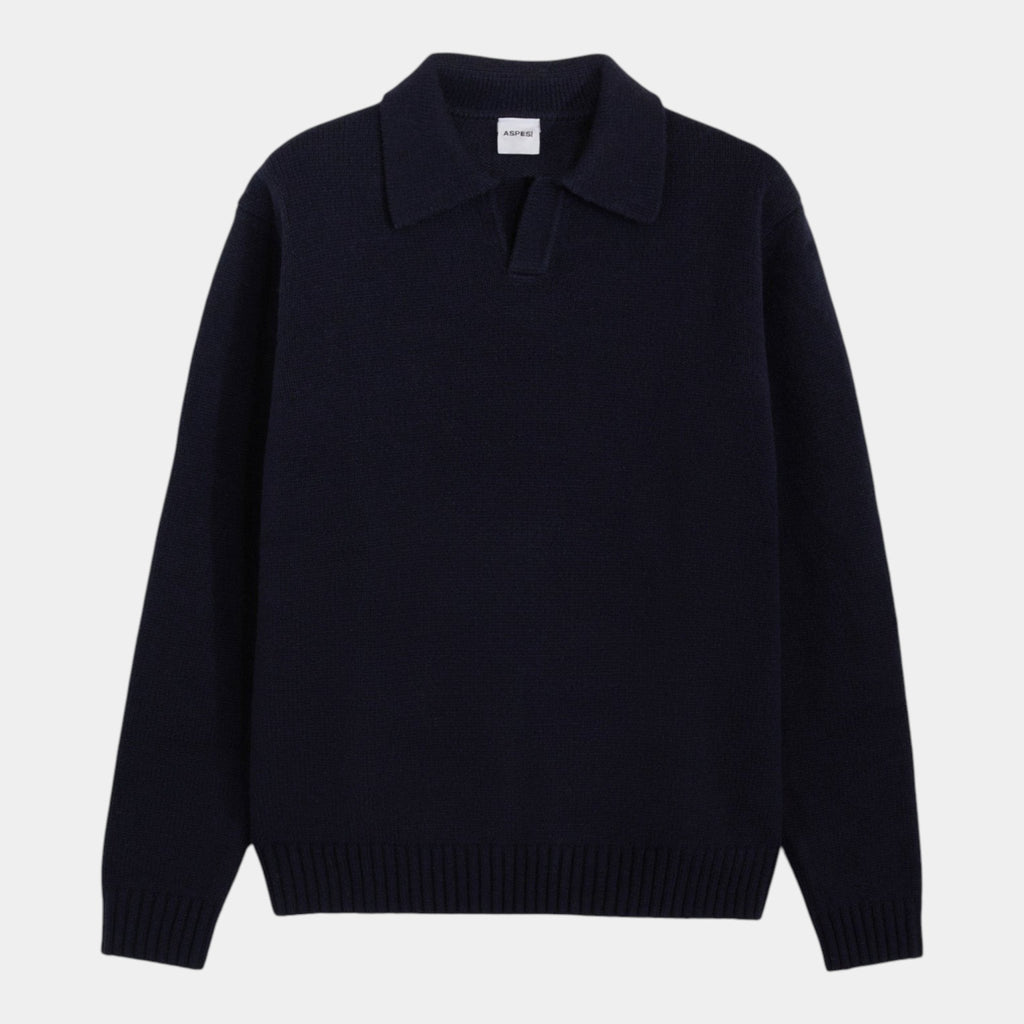 ASPESI Aspesi Maglia con collo in lana - Blu - Hubert Humangoods