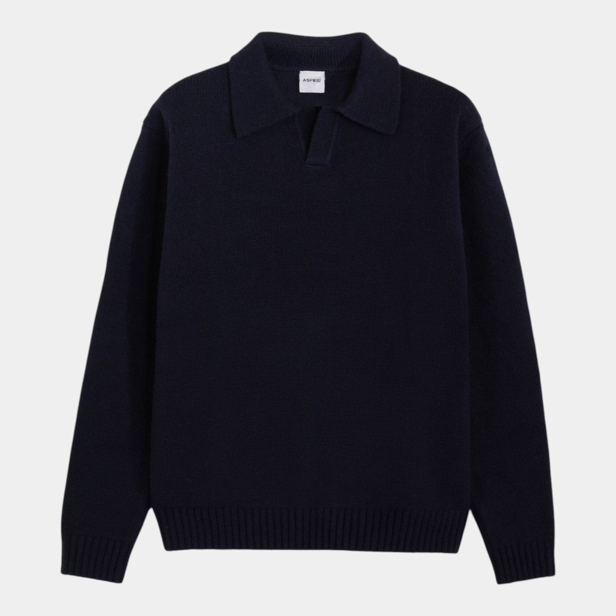 ASPESI Aspesi Maglia con collo in lana - Blu - Hubert Humangoods