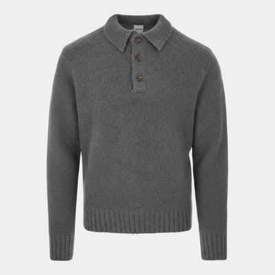 Aspesi Maglia Polo in lana grattata - Antracite