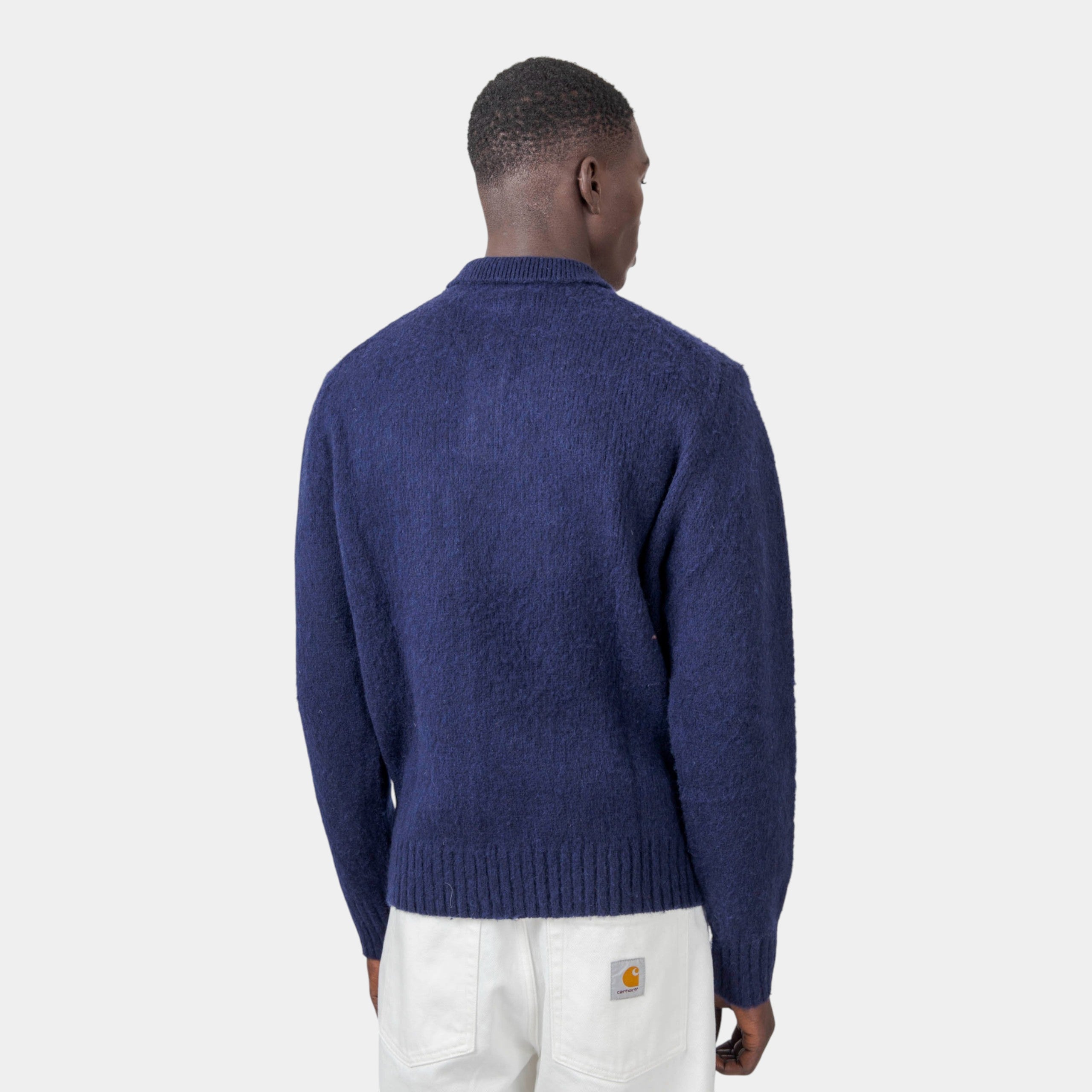 ASPESI - Aspesi Maglia Polo in lana grattata - Blu/4 - Hubert Humangoods