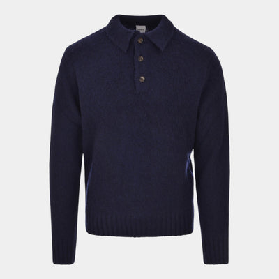 Aspesi Maglia Polo in lana grattata - Blu