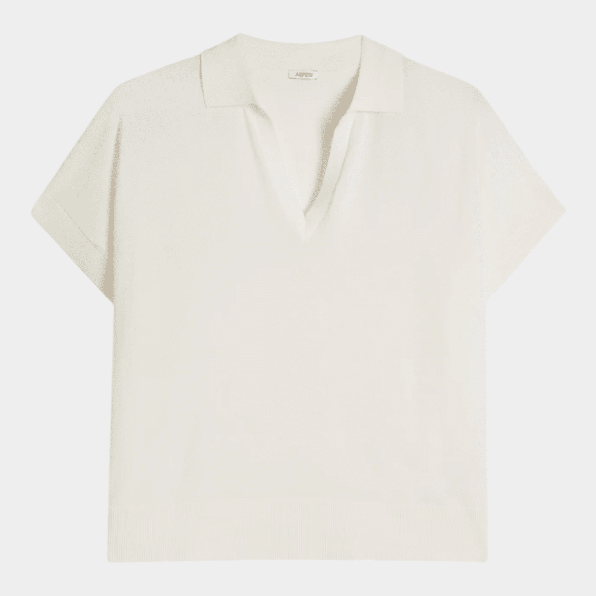 ASPESI - Aspesi Polo scollo V in puro cotone - Bianco/1 - Hubert Humangoods