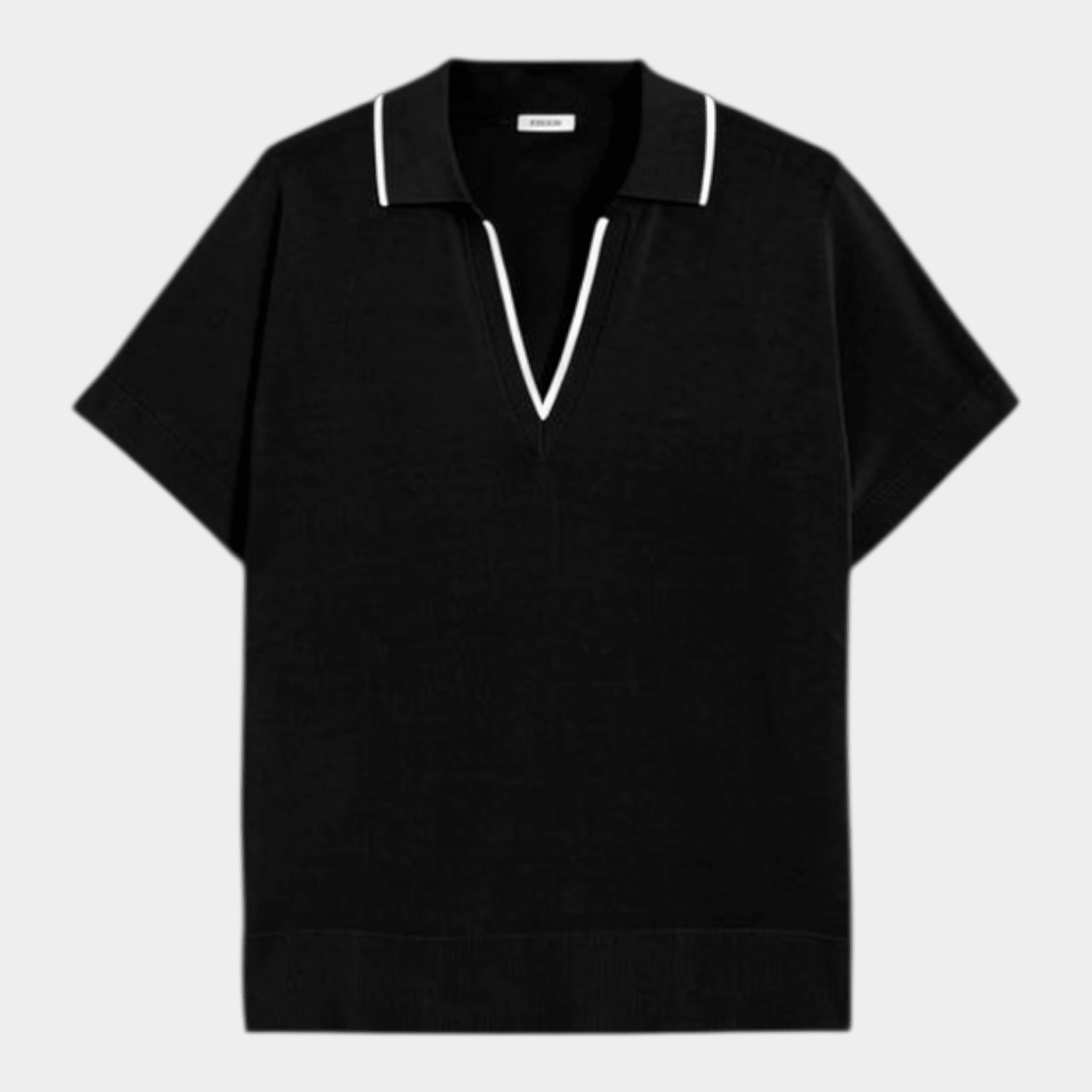 ASPESI - Aspesi Polo scollo V in puro cotone - Nero/1 - Hubert Humangoods
