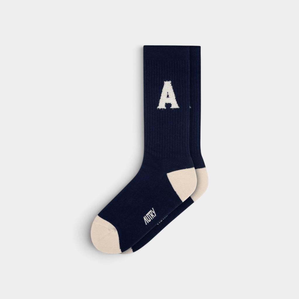 AUTRY - Autry Calzini a coste con logo Jacquard A - Blu/1 - Hubert Humangoods