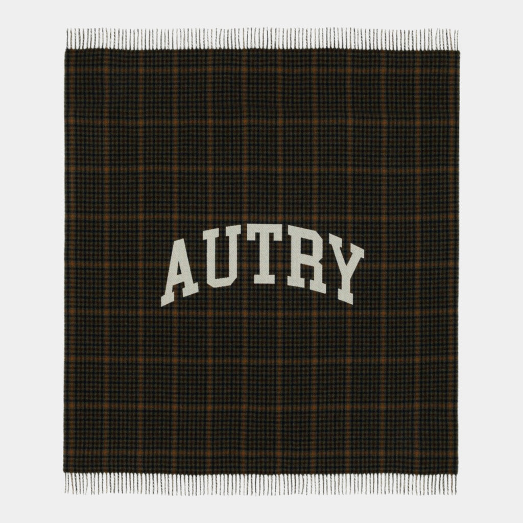 AUTRY Autry Coperta Check con maxi logo - Marrone - Hubert Humangoods