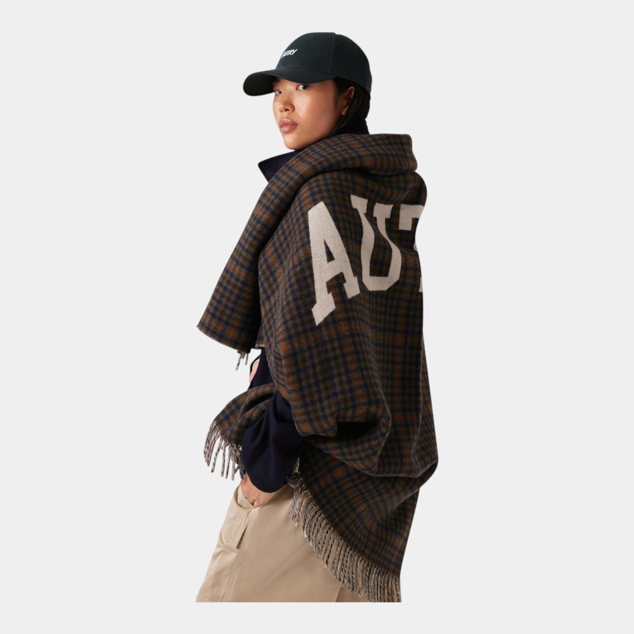 AUTRY Autry Coperta Check con maxi logo - Marrone - Hubert Humangoods