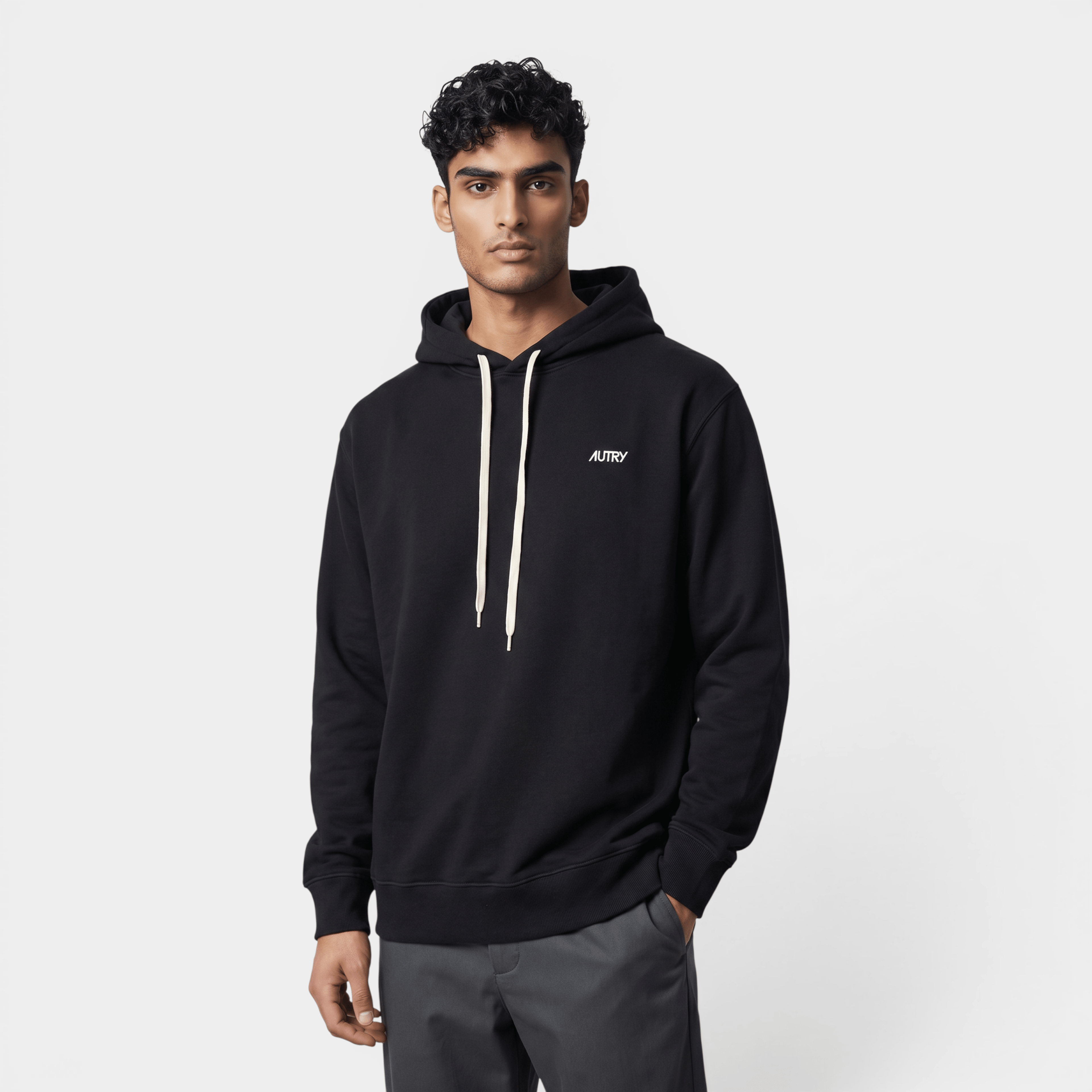 AUTRY - Autry Felpa in cotone con Cappuccio e logo ricamato - Nero/2 - Hubert Humangoods