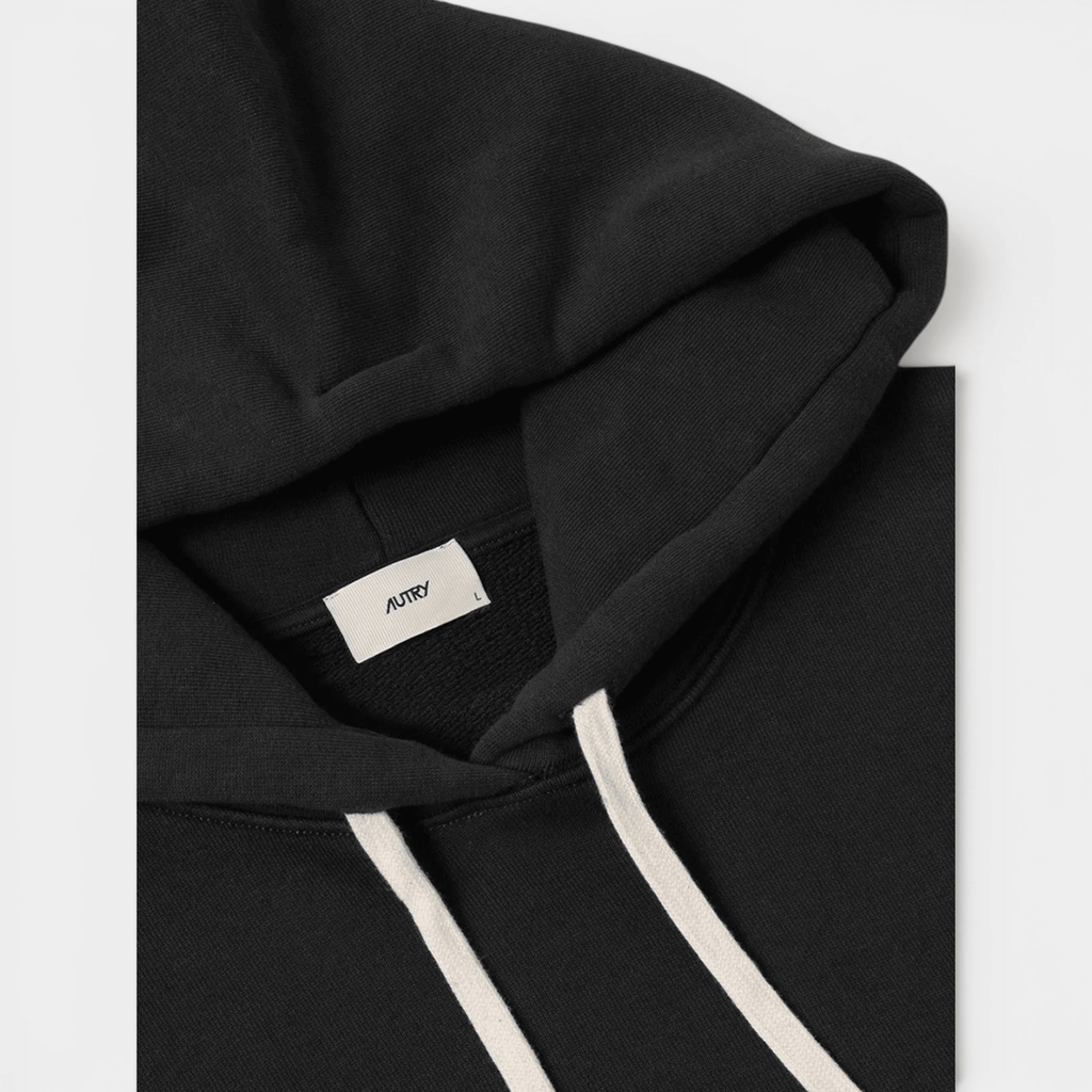 AUTRY - Autry Felpa in cotone con Cappuccio e logo ricamato - Nero/4 - Hubert Humangoods