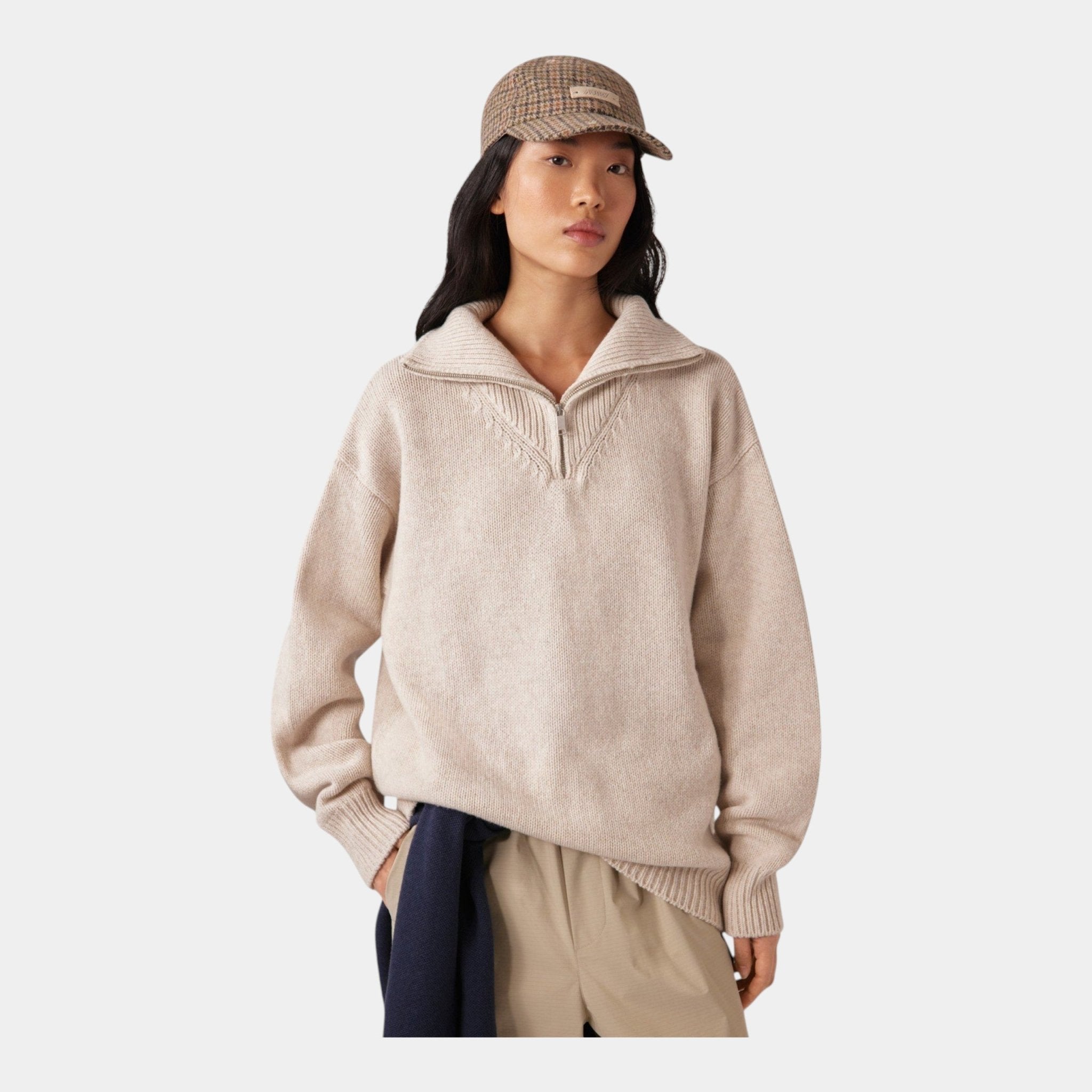 AUTRY Autry Maglia moulinè mezza zip - Crema - Hubert Humangoods