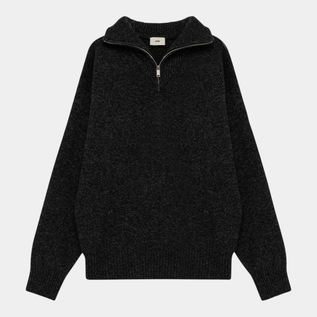 AUTRY Autry Maglia moulinè mezza zip - Nero - Hubert Humangoods