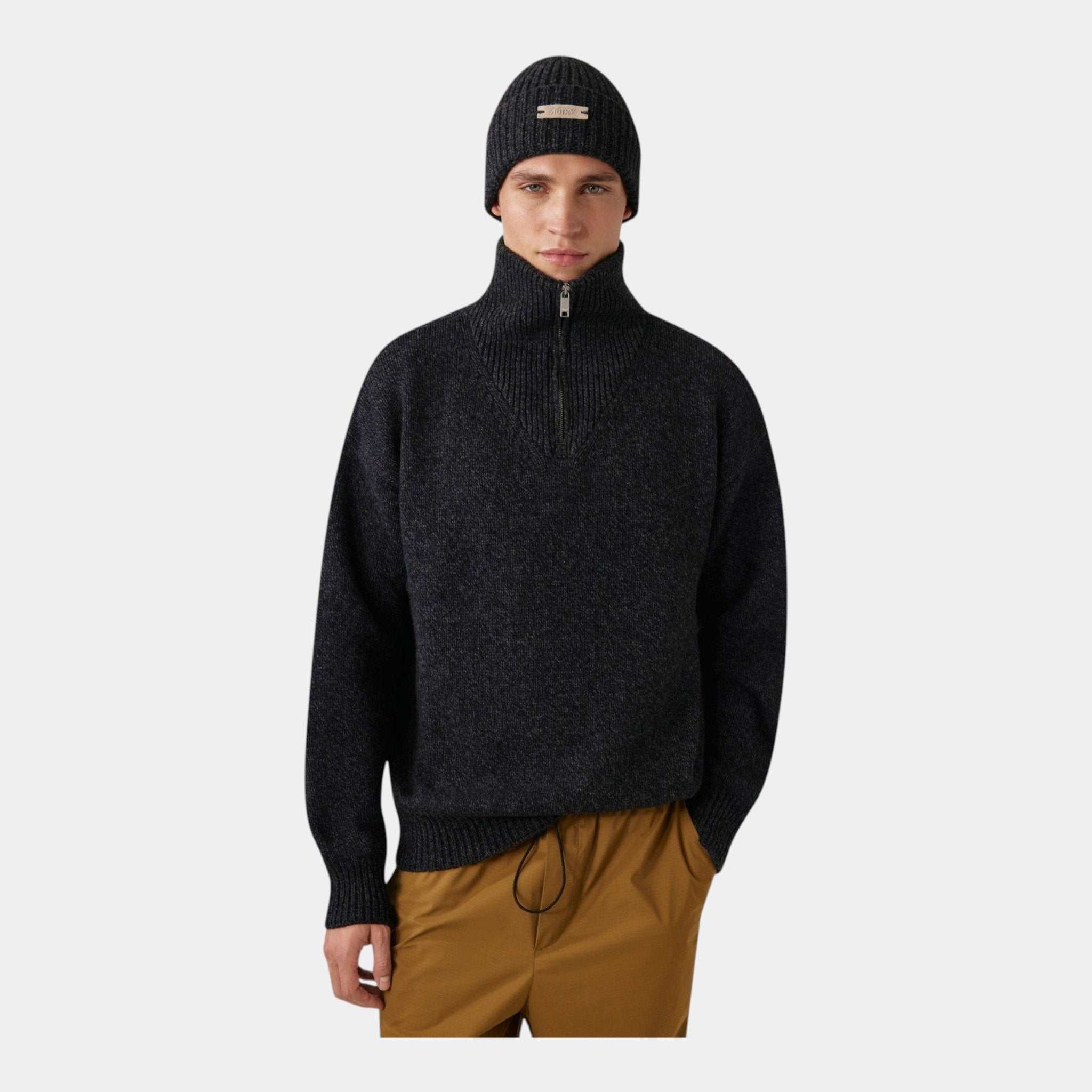 AUTRY Autry Maglia moulinè mezza zip - Nero - Hubert Humangoods