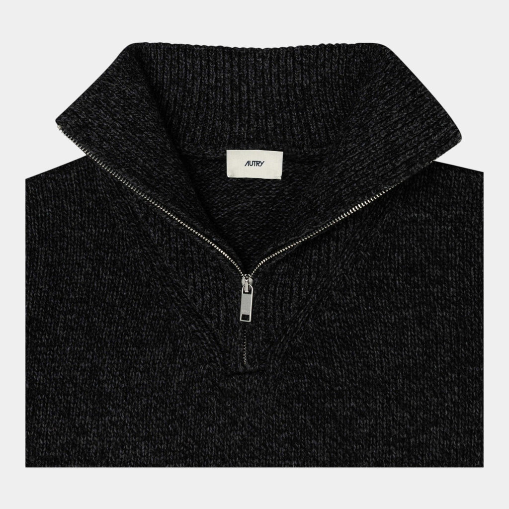 AUTRY Autry Maglia moulinè mezza zip - Nero - Hubert Humangoods