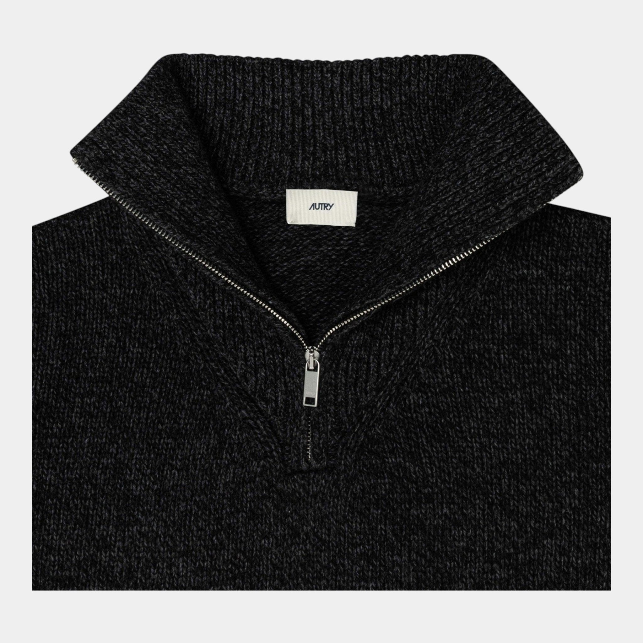 AUTRY Autry Maglia moulinè mezza zip - Nero - Hubert Humangoods