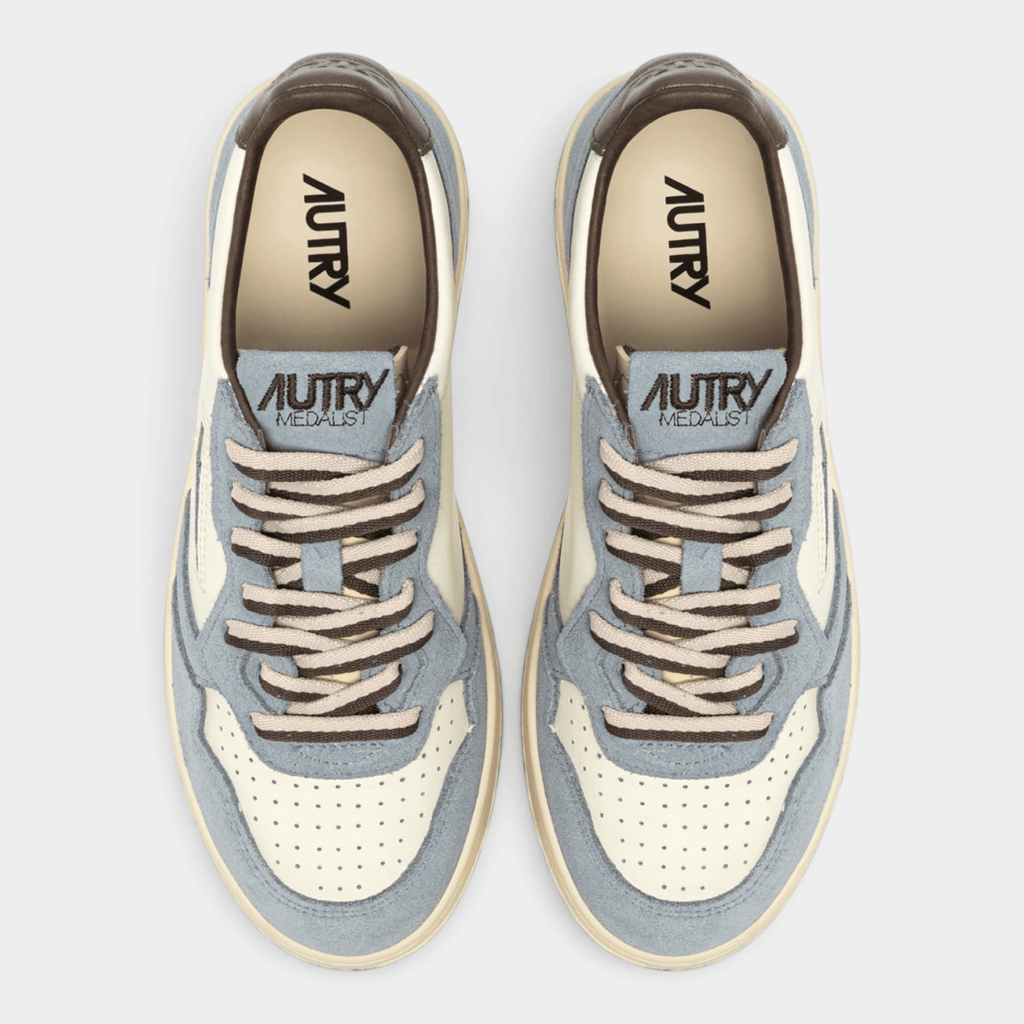 AUTRY - Autry Sneakers Medalist Bicolor in pelle e suede - Azzurro e Marrone/5 - Hubert Humangoods