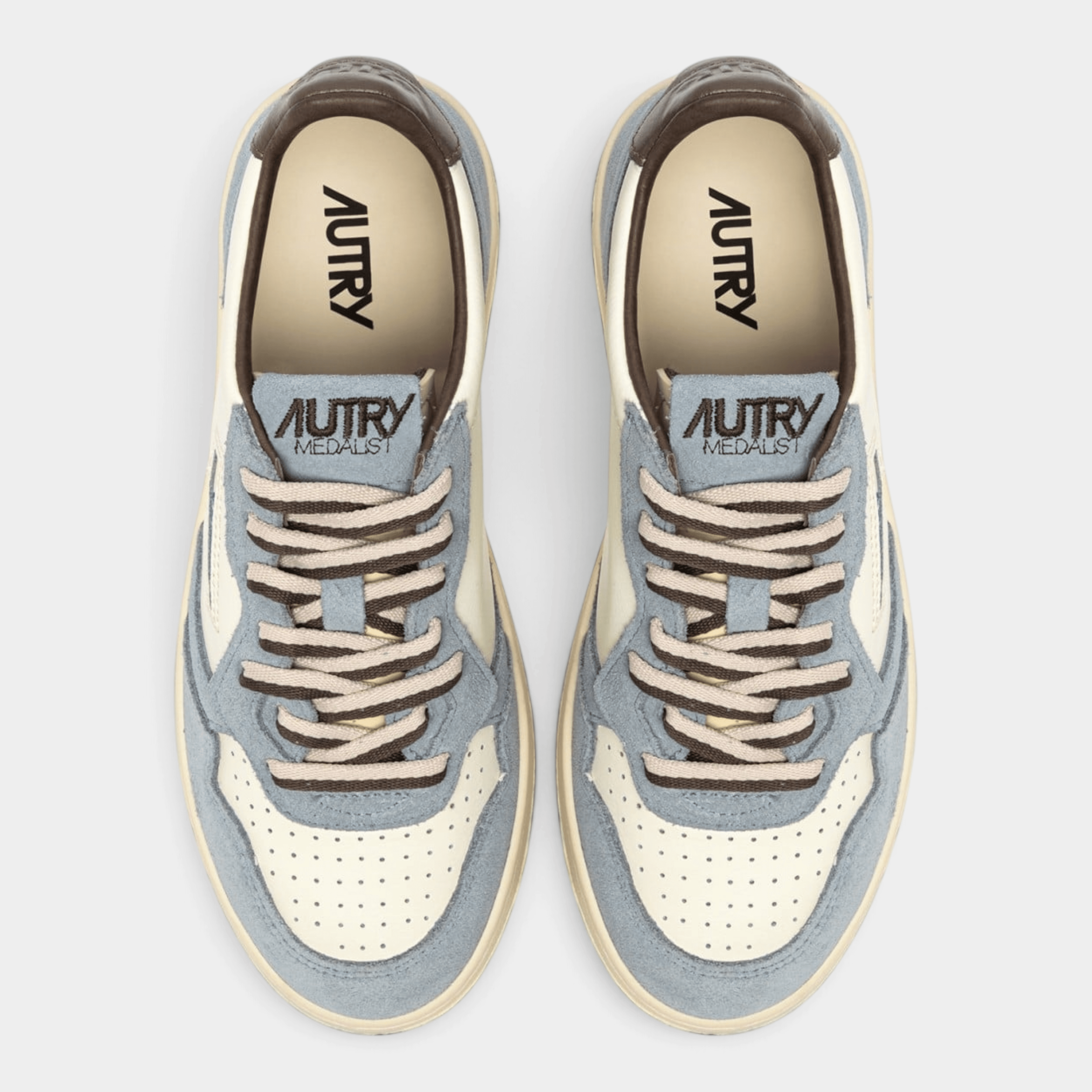 AUTRY - Autry Sneakers Medalist Bicolor in pelle e suede - Azzurro e Marrone/5 - Hubert Humangoods