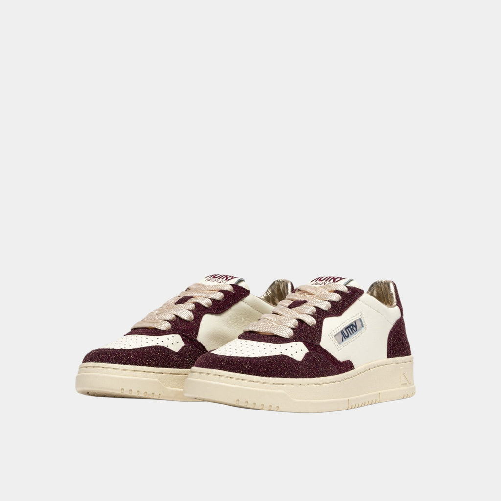AUTRY Autry Sneakers Medalist in glitter bicolor - Bianco/Bordeaux - Hubert Humangoods