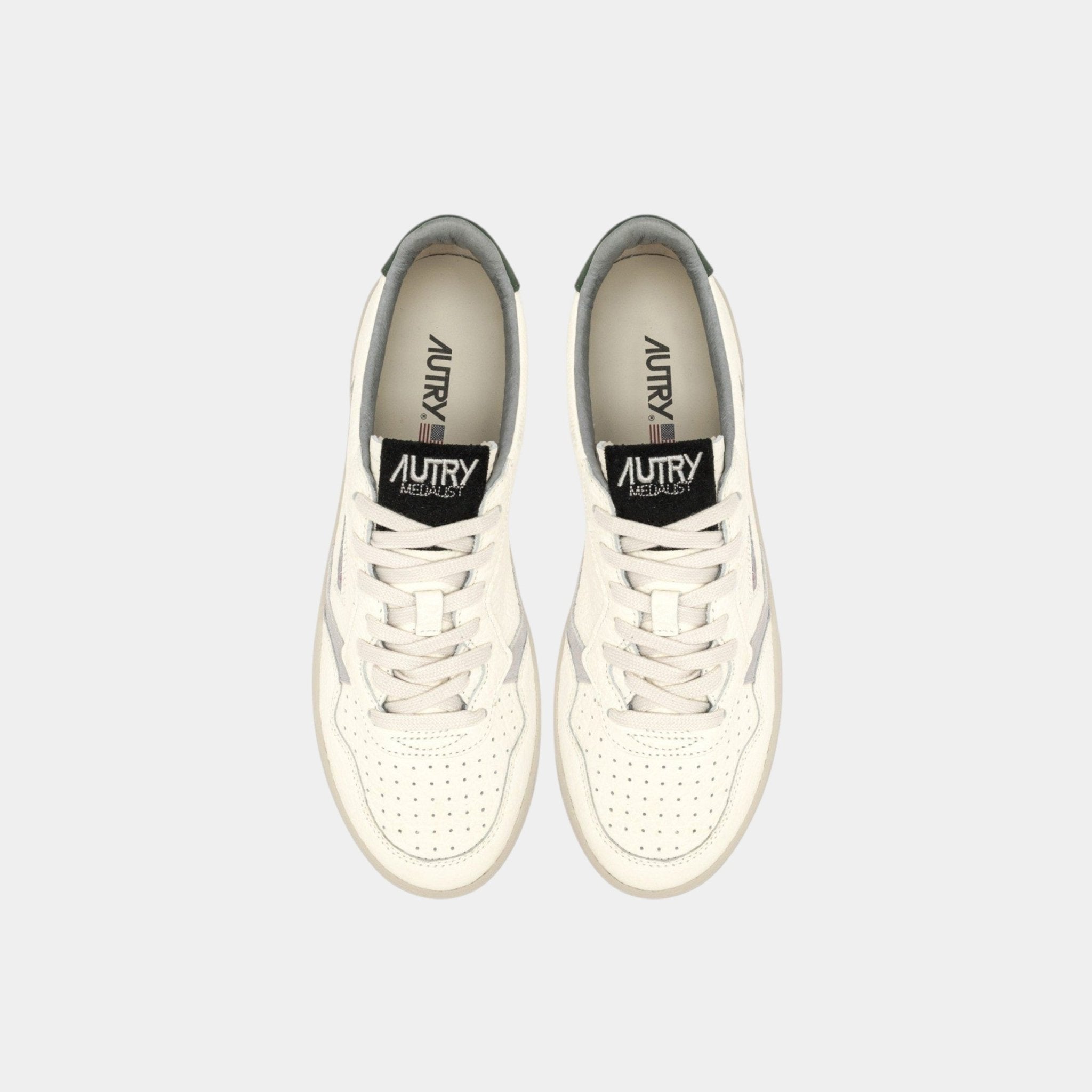 AUTRY Autry Sneakers Medalist in pelle con dettagli - Bianco/Verde - Hubert Humangoods