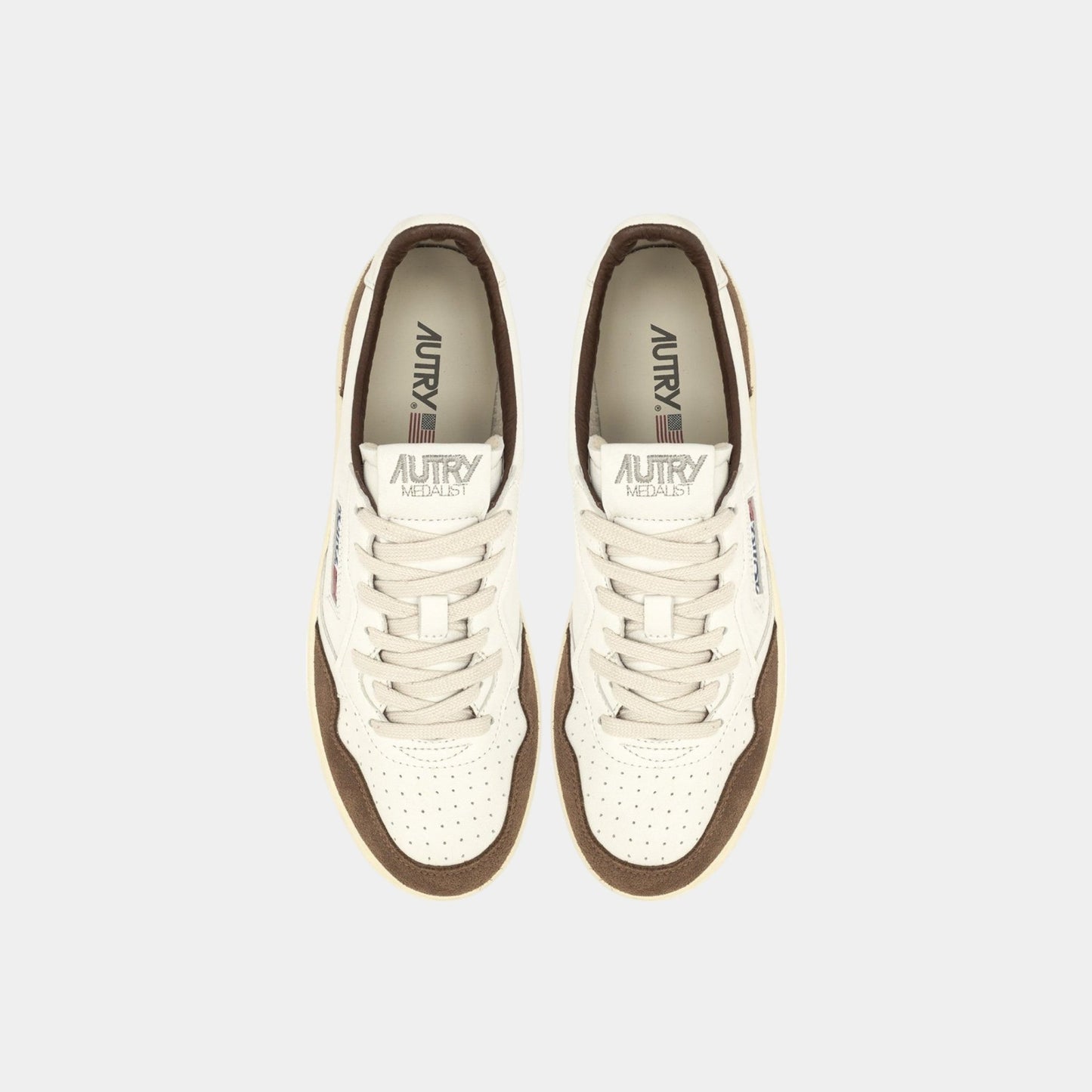 AUTRY Autry Sneakers Medalist in pelle di capra e suede - Bianco/Marrone - Hubert Humangoods