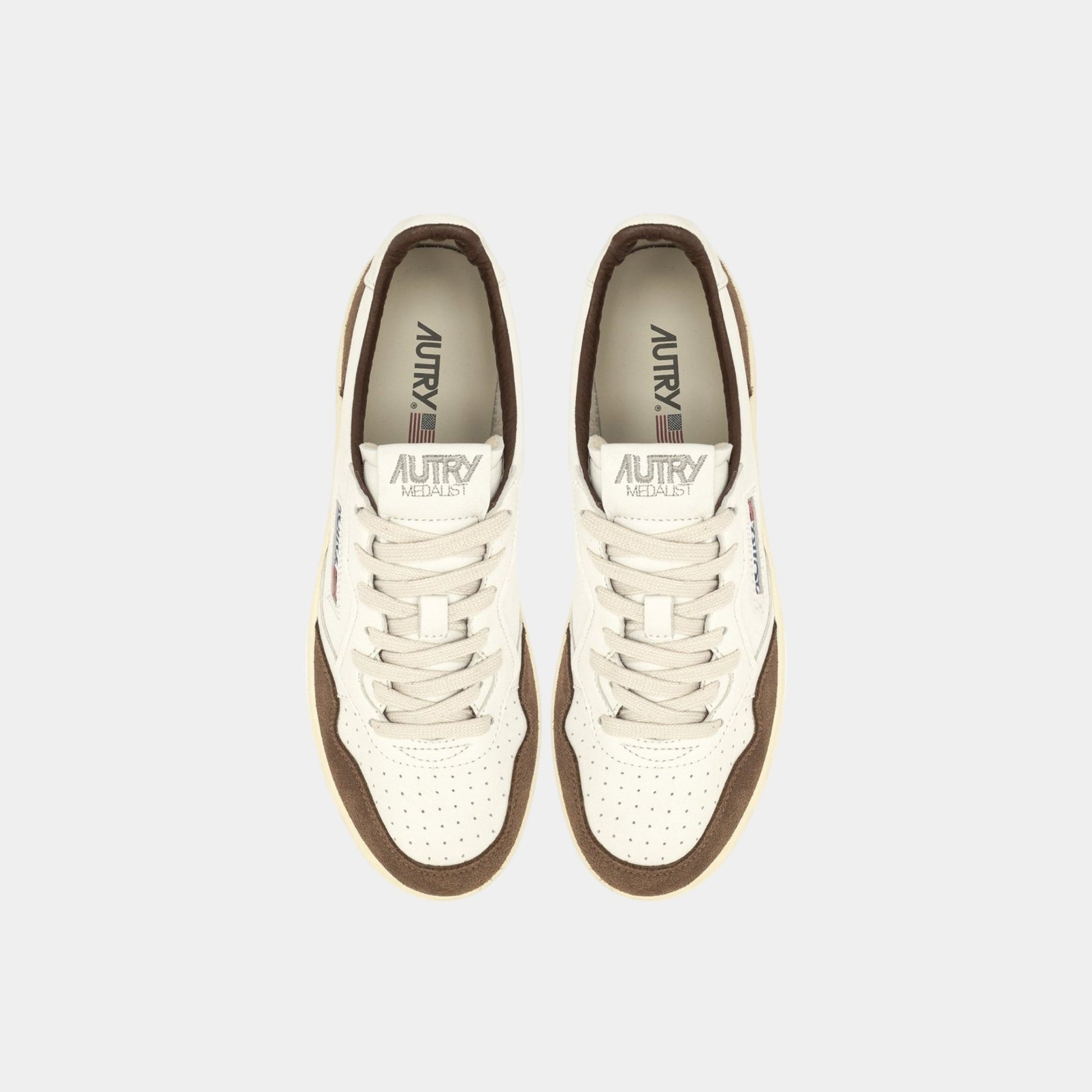 AUTRY Autry Sneakers Medalist in pelle di capra e suede - Bianco/Marrone - Hubert Humangoods