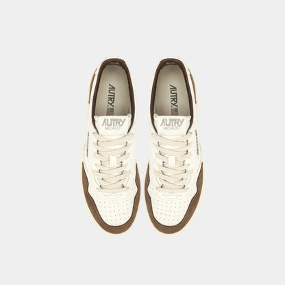 AUTRY Autry Sneakers Medalist in pelle di capra e suede - Bianco/Marrone - Hubert Humangoods