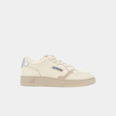 Autry Sneakers Medalist in pelle e pelliccia - Bianco/Rosa