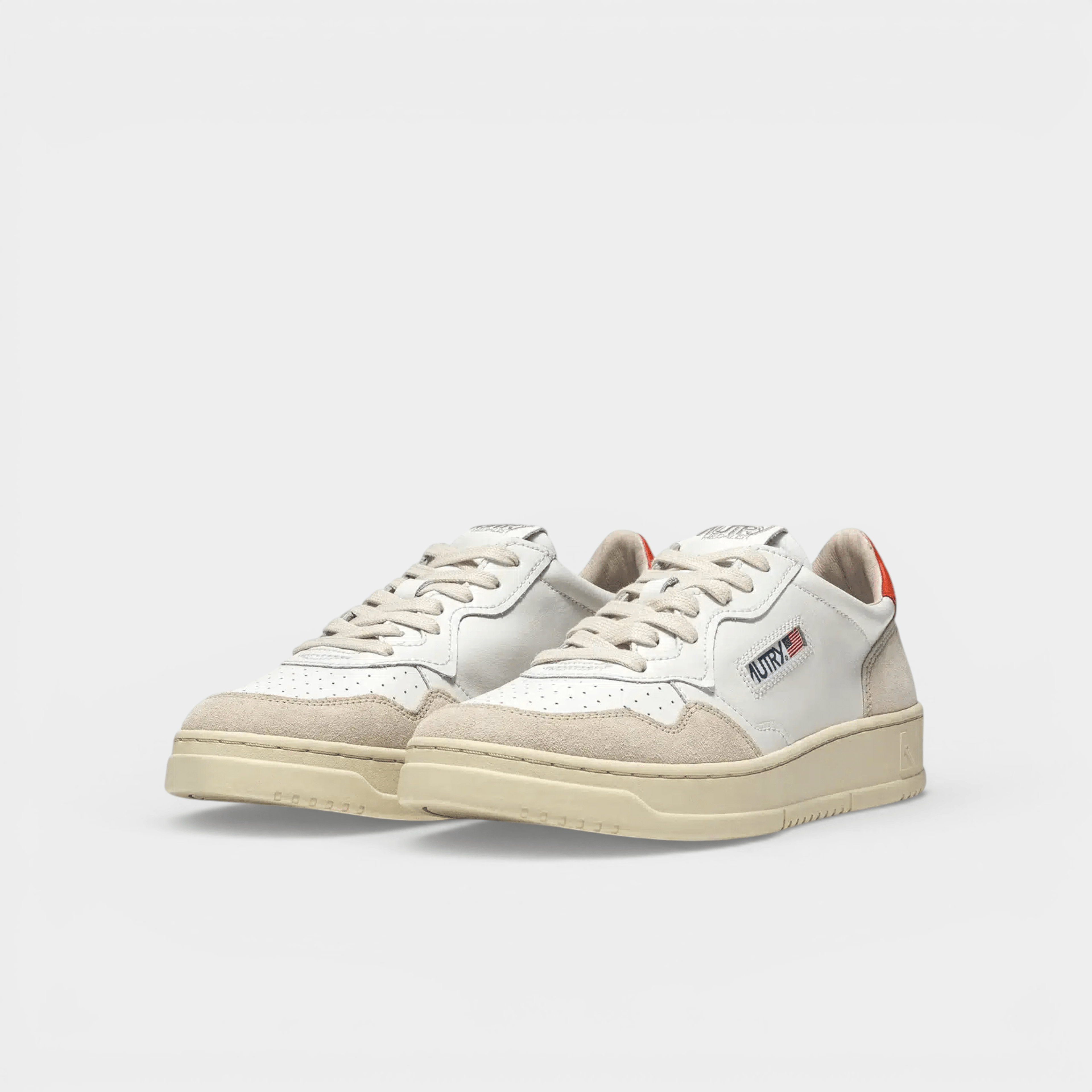 AUTRY - Autry Sneakers Medalist in pelle e suede - Bianco e Arancione/2 - Hubert Humangoods