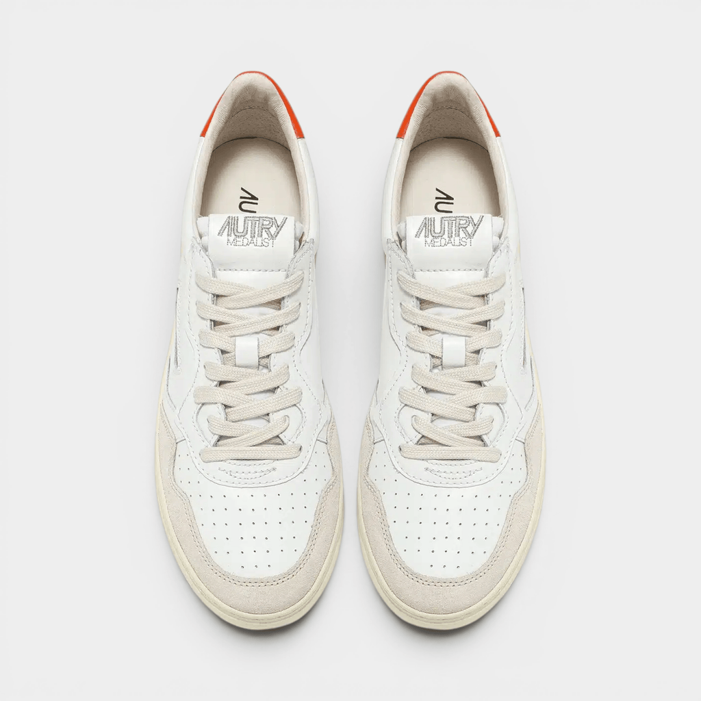 AUTRY - Autry Sneakers Medalist in pelle e suede - Bianco e Arancione/5 - Hubert Humangoods