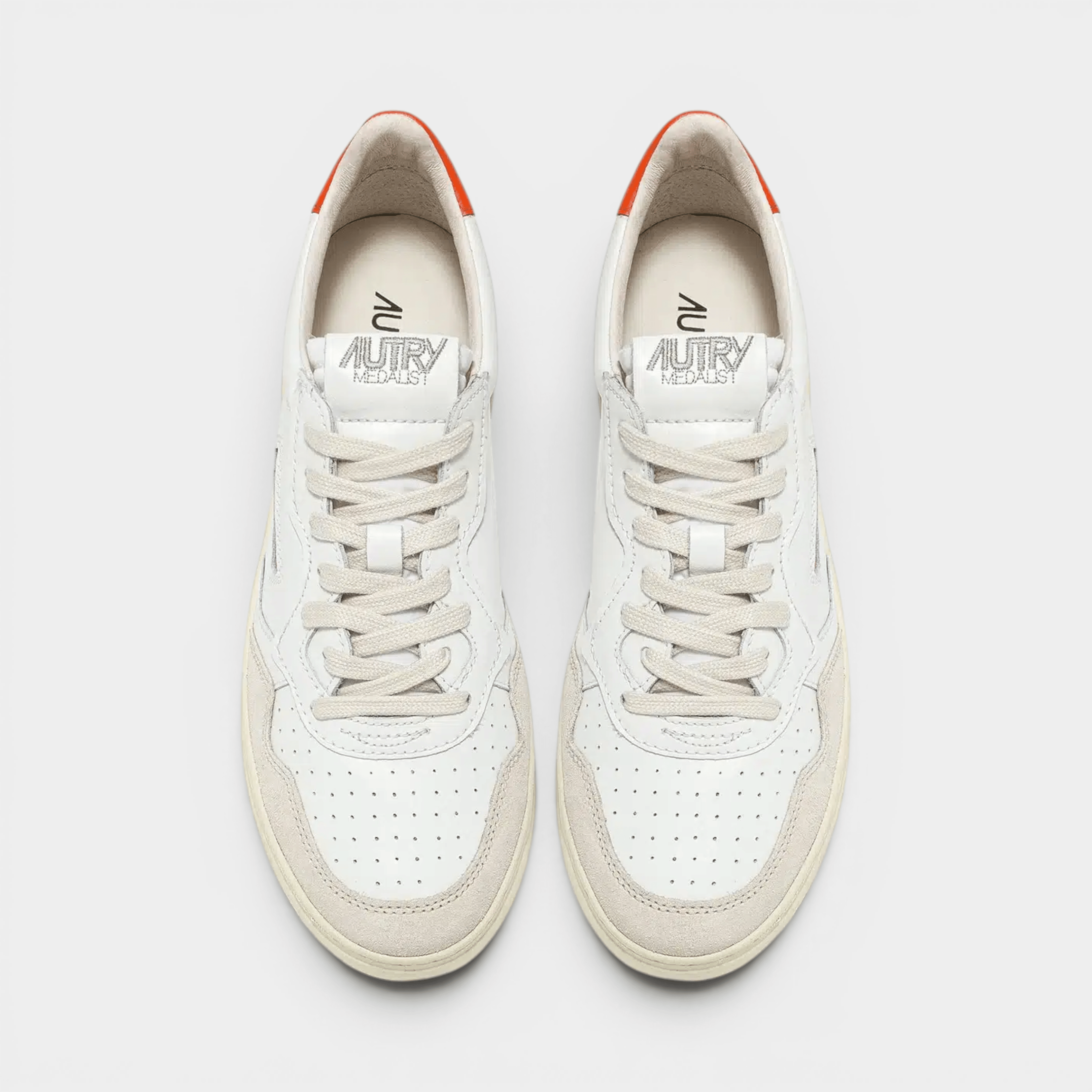AUTRY - Autry Sneakers Medalist in pelle e suede - Bianco e Arancione/5 - Hubert Humangoods