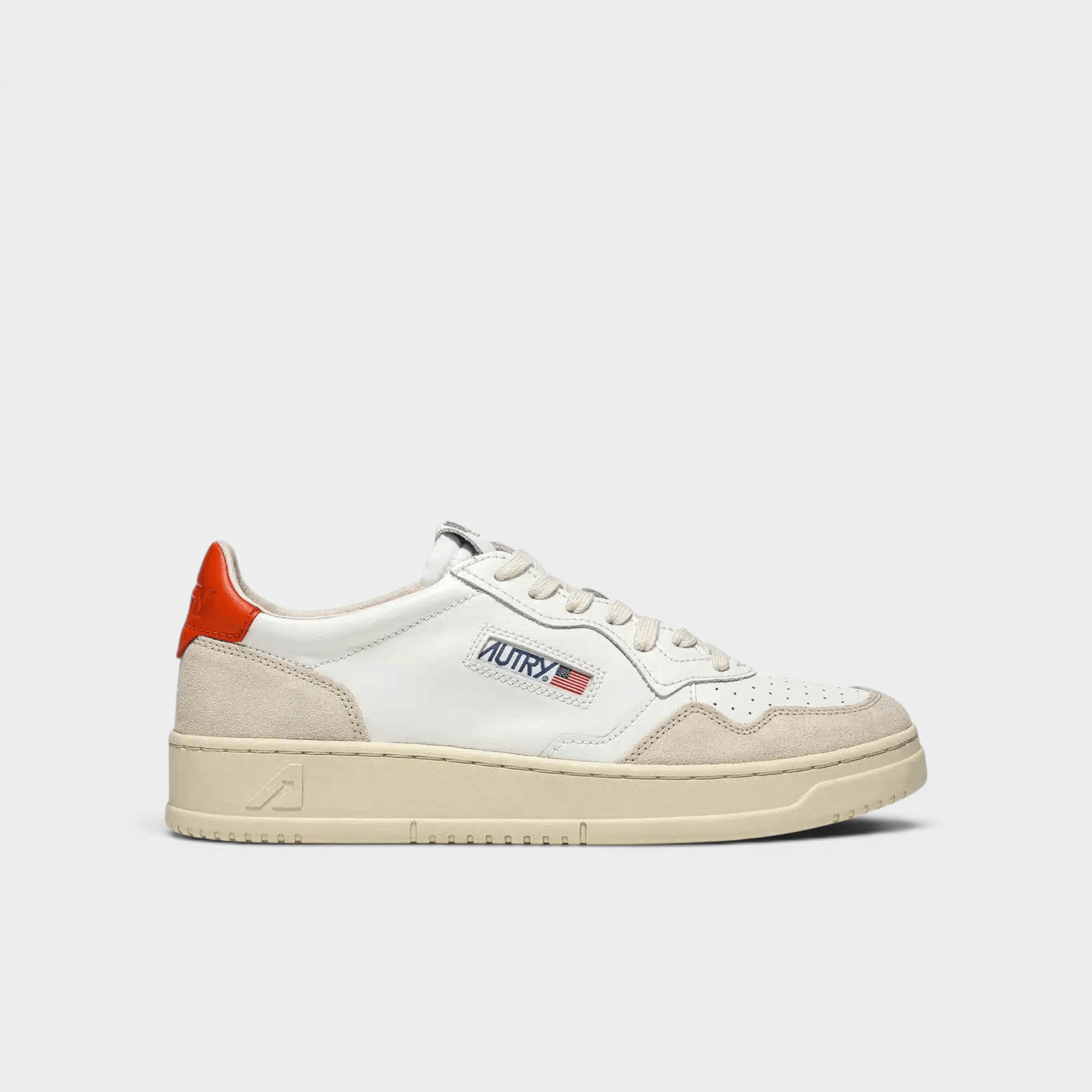 AUTRY - Autry Sneakers Medalist in pelle e suede - Bianco e Arancione/1 - Hubert Humangoods
