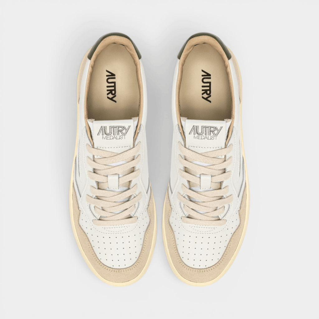 AUTRY - Autry Sneakers Medalist in pelle e suede - Bianco e Verde/5 - Hubert Humangoods