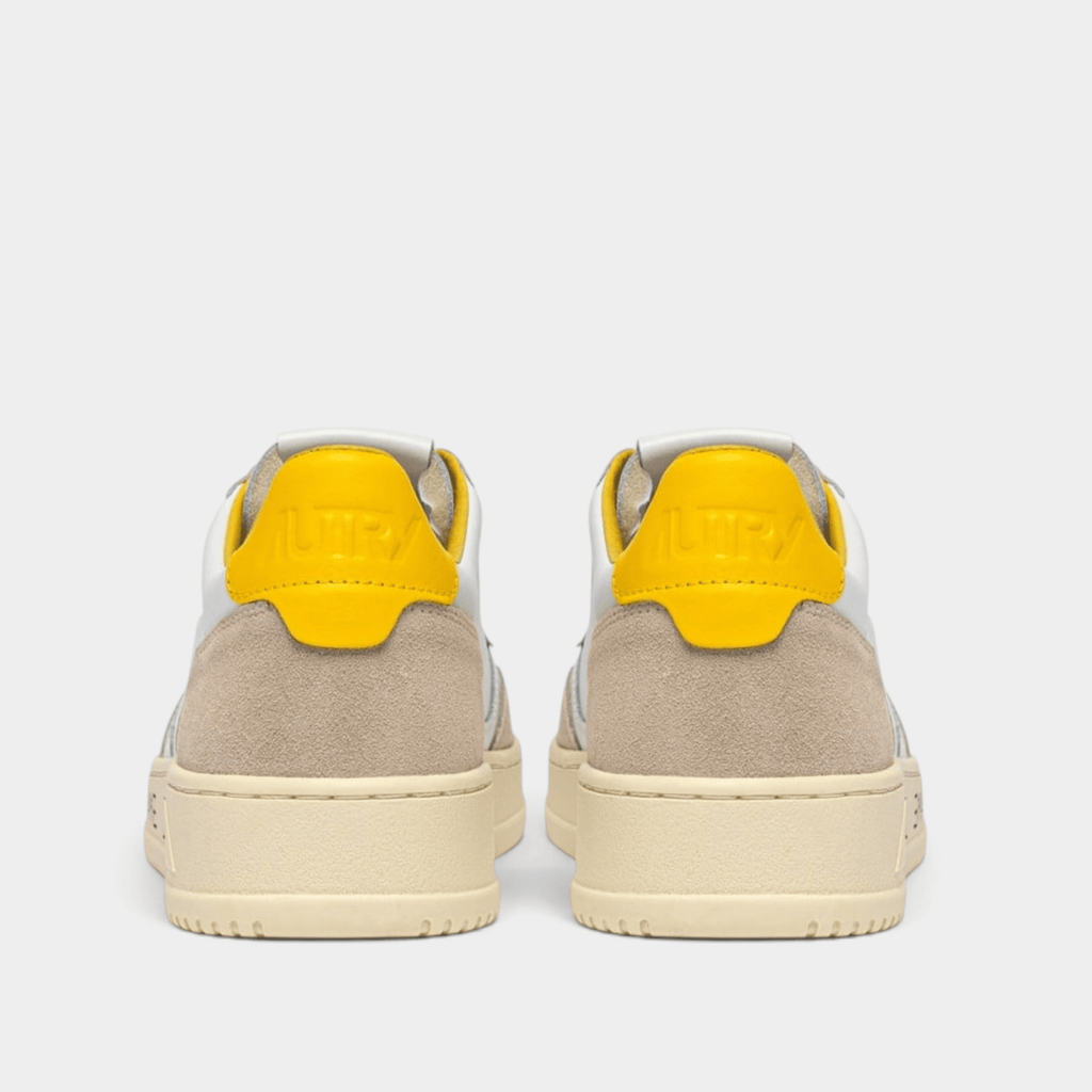 AUTRY - Autry Sneakers Medalist in pelle e suede con Lettering - Bianco e Giallo/3 - Hubert Humangoods