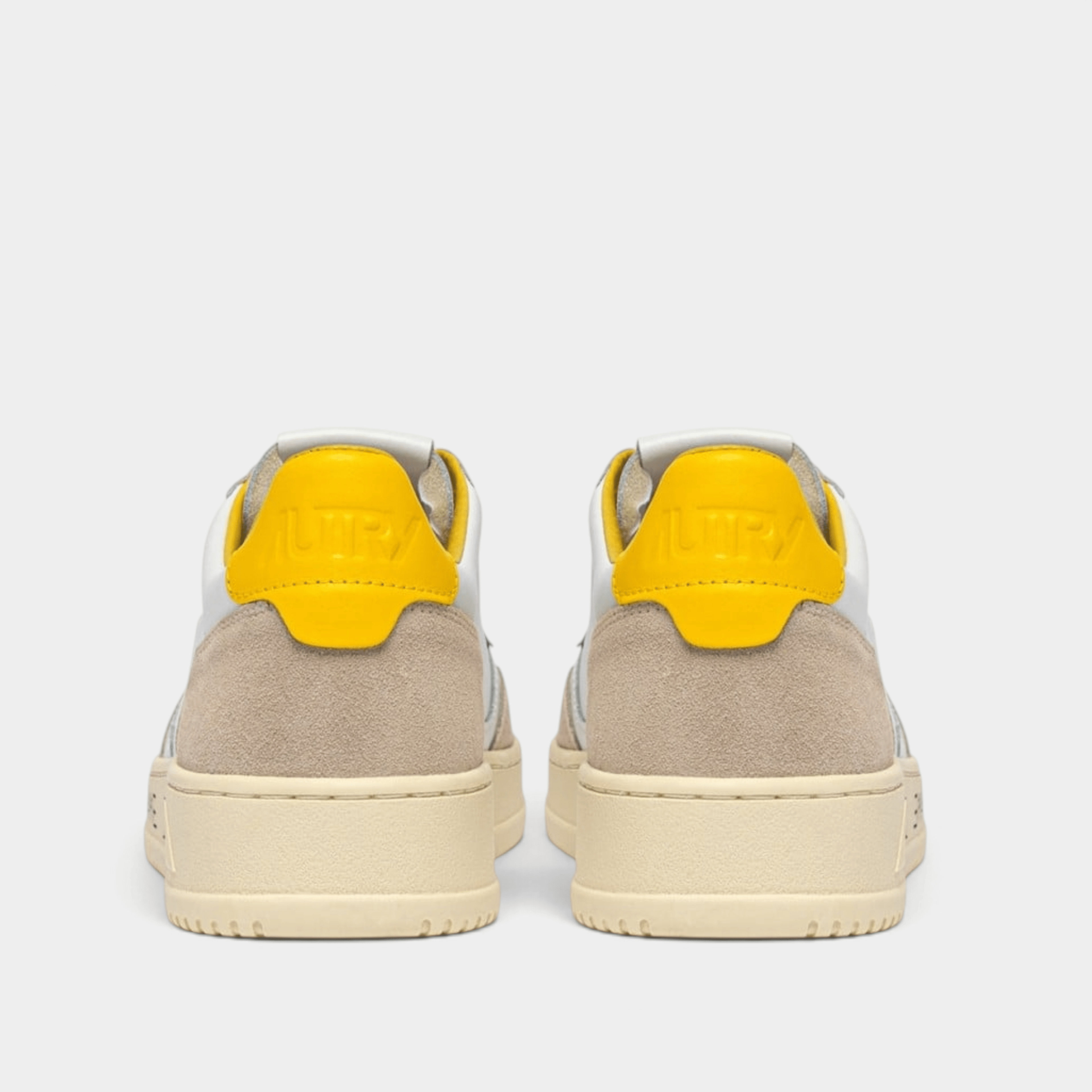 AUTRY - Autry Sneakers Medalist in pelle e suede con Lettering - Bianco e Giallo/3 - Hubert Humangoods