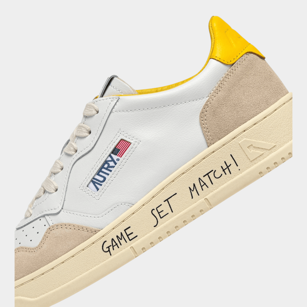 AUTRY - Autry Sneakers Medalist in pelle e suede con Lettering - Bianco e Giallo/6 - Hubert Humangoods