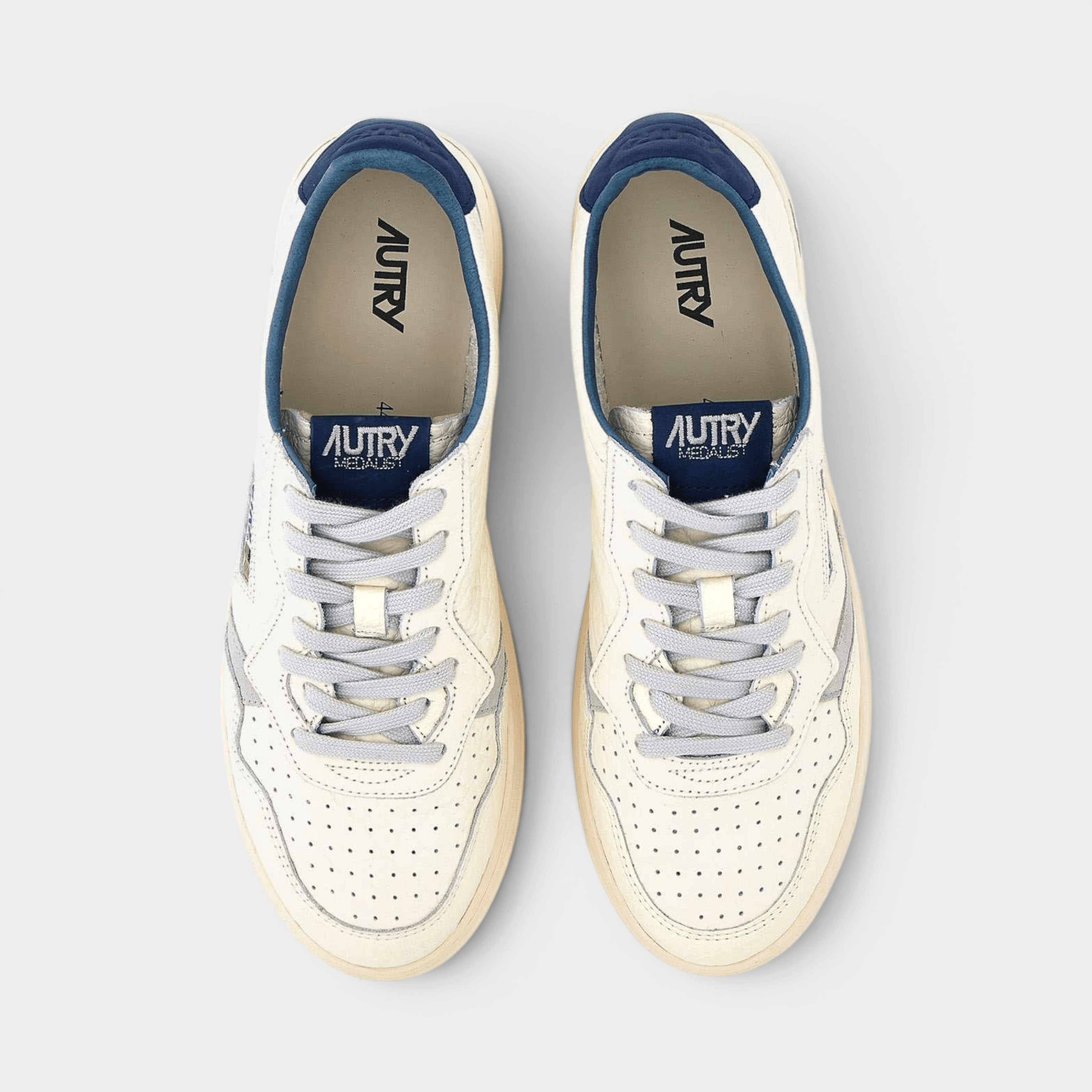 AUTRY - Autry Sneakers Medalist in pelle ensign - Bianco e Blu/3 - Hubert Humangoods
