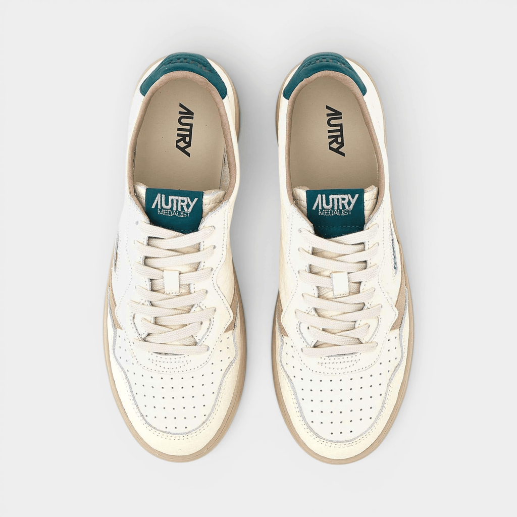 AUTRY - Autry Sneakers Medalist in pelle ensign - Bianco e Verde/3 - Hubert Humangoods
