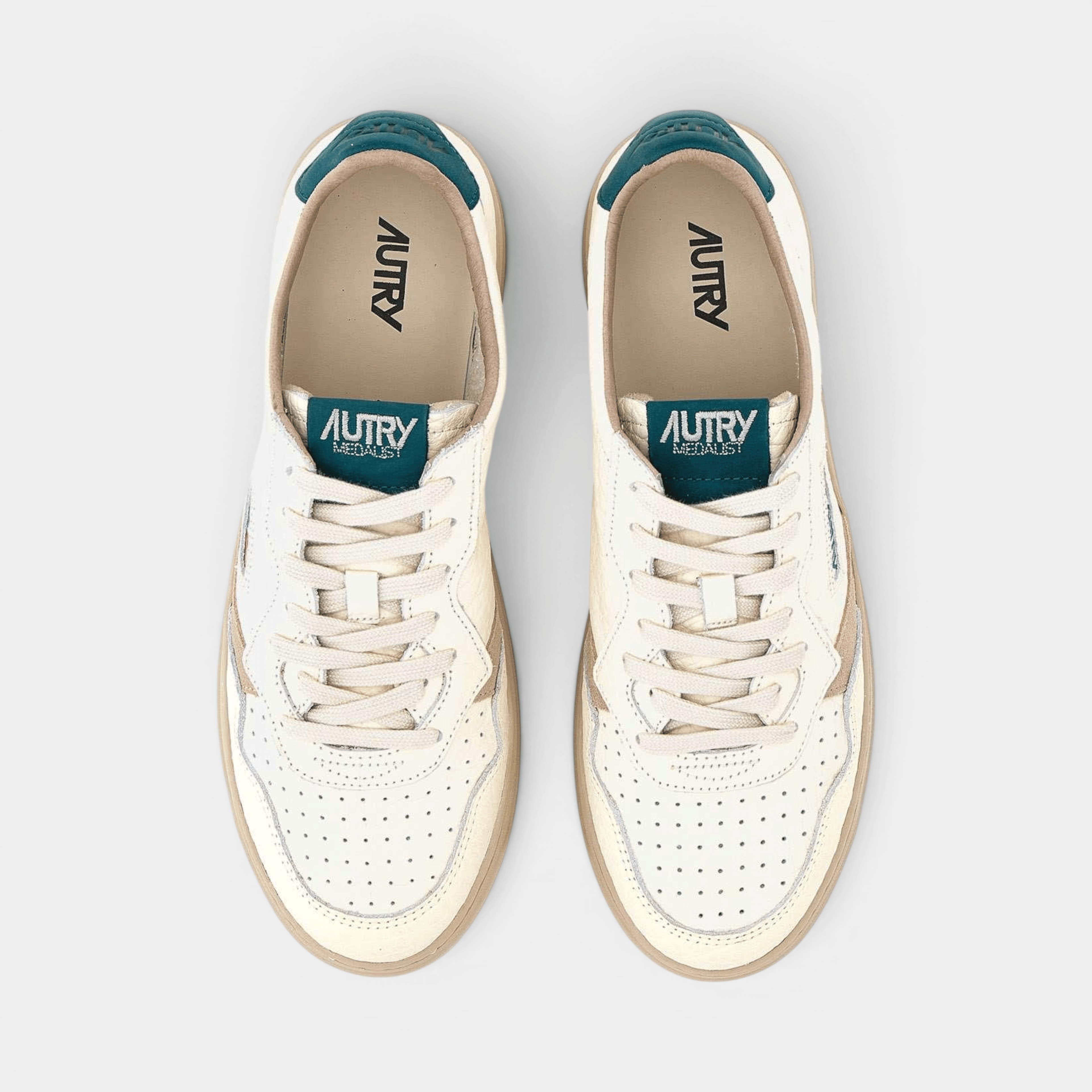 AUTRY - Autry Sneakers Medalist in pelle ensign - Bianco e Verde/3 - Hubert Humangoods