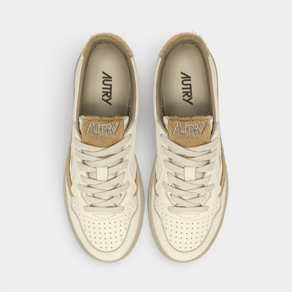 AUTRY - Autry Sneakers Medalist in pelle ensign e cavallino - Sabbia/5 - Hubert Humangoods