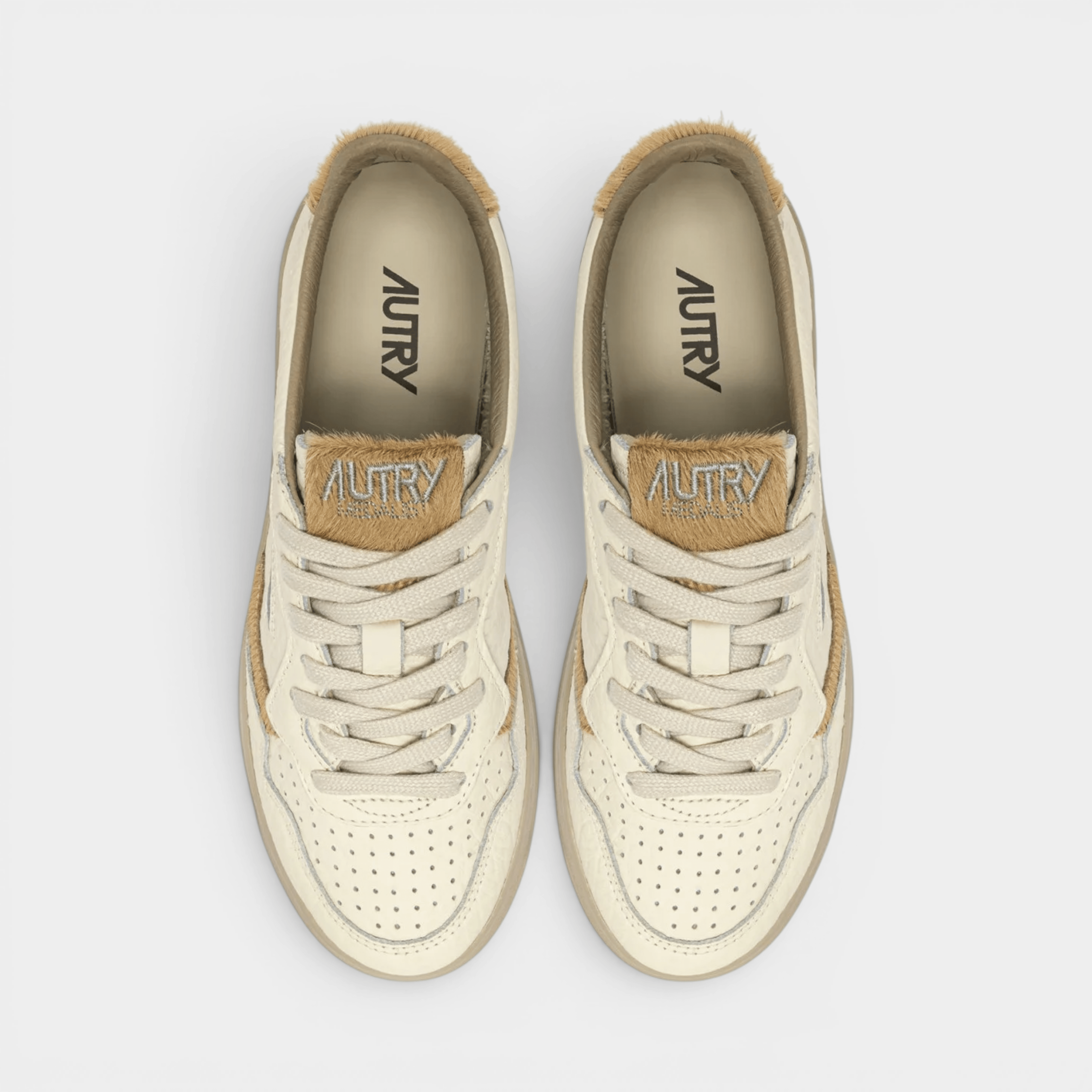 AUTRY - Autry Sneakers Medalist in pelle ensign e cavallino - Sabbia/5 - Hubert Humangoods