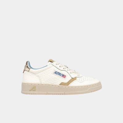 Autry Sneakers Medalist in pelle - Platino/Sabbia