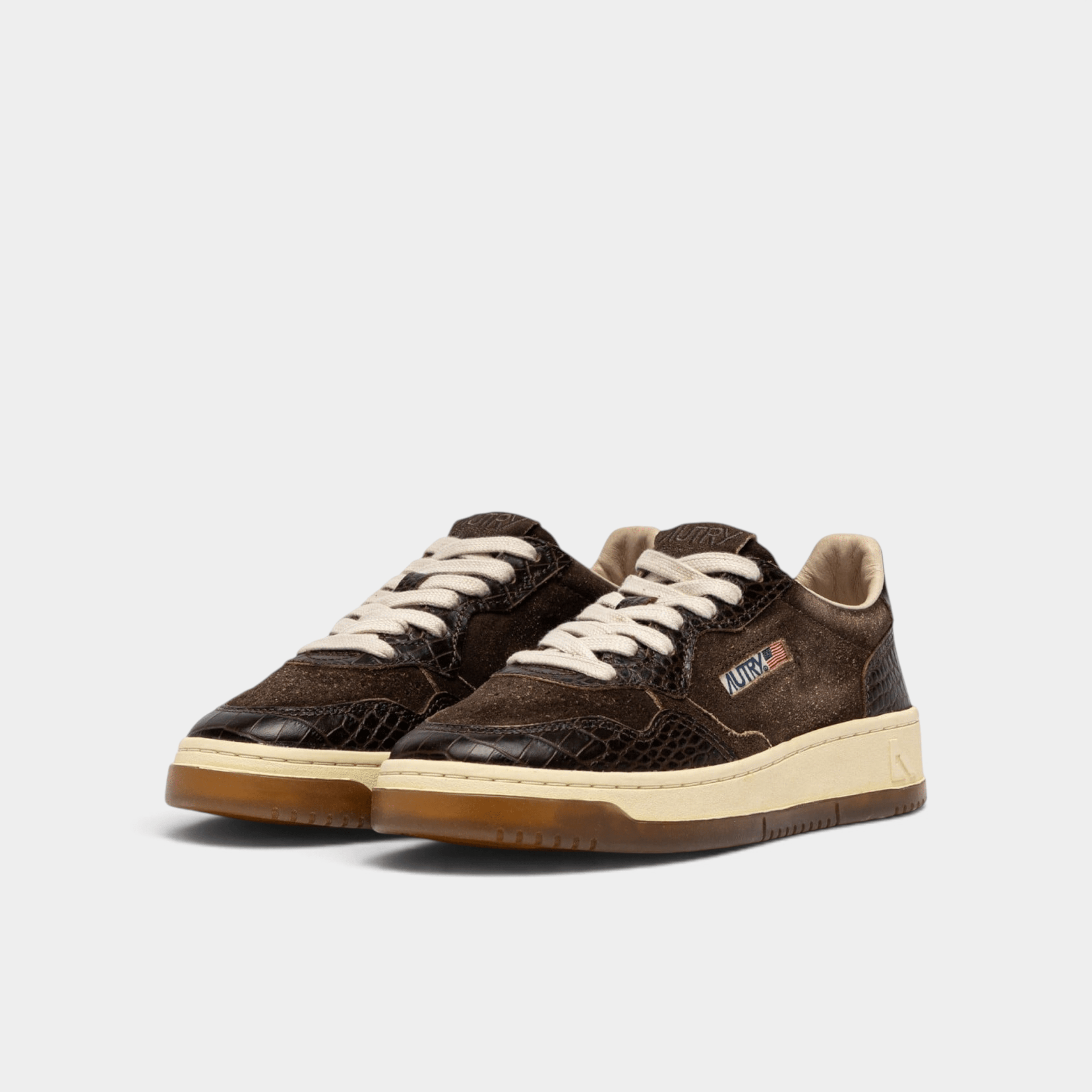 AUTRY - Autry Sneakers Medalist in suede e pelle stampa cocco - Marrone/2 - Hubert Humangoods