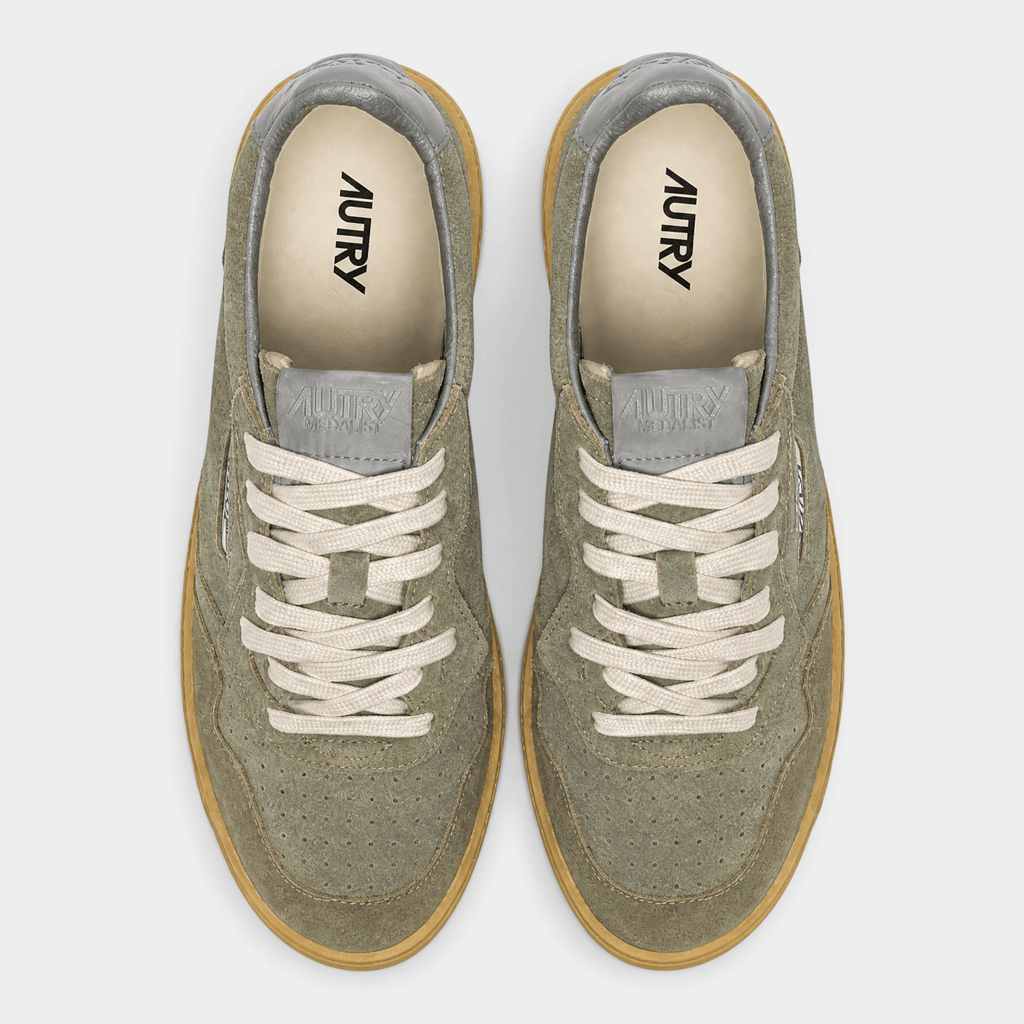 AUTRY - Autry Sneakers Medalist in suede e suila in crêpe - Verde fumo/4 - Hubert Humangoods