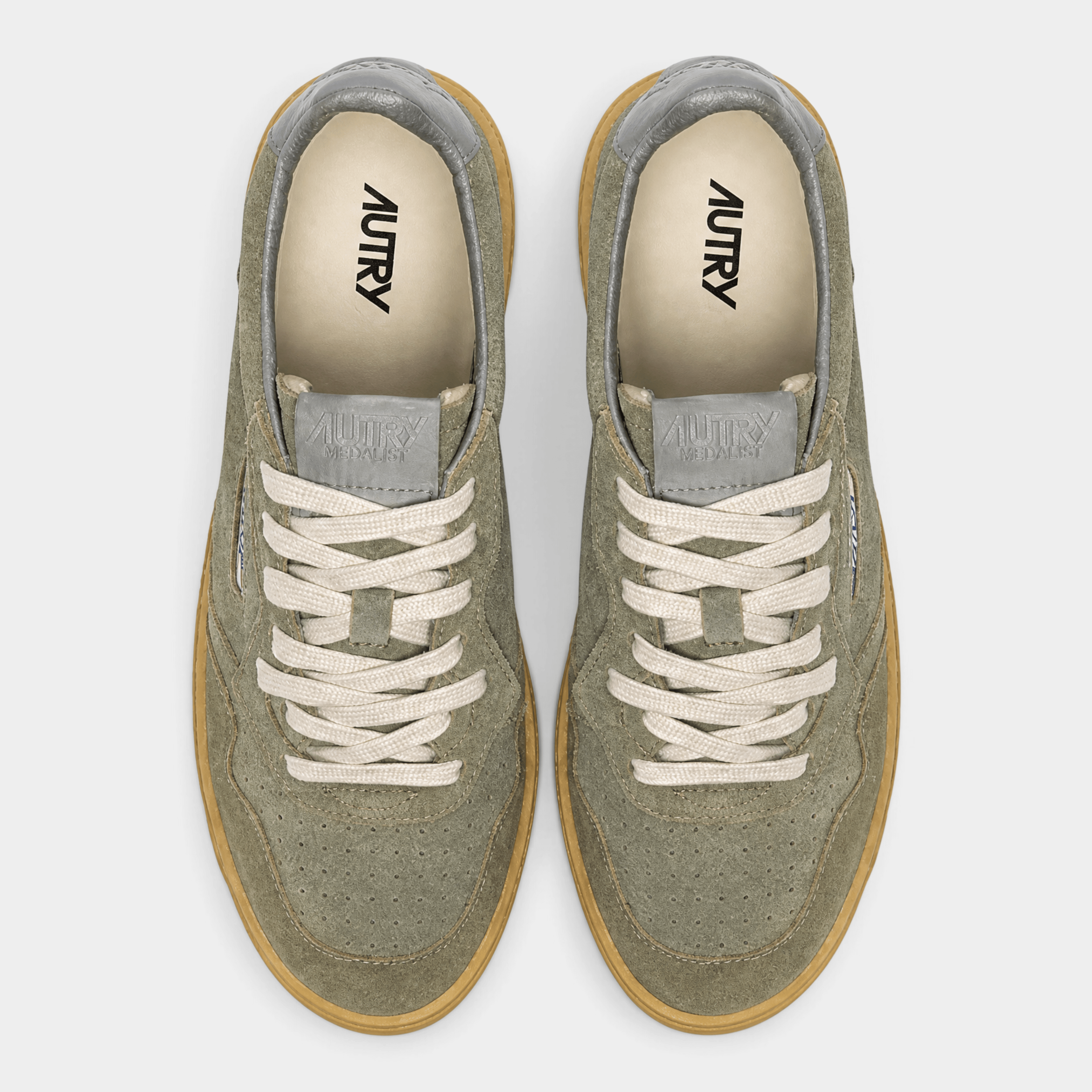 AUTRY - Autry Sneakers Medalist in suede e suila in crêpe - Verde fumo/4 - Hubert Humangoods