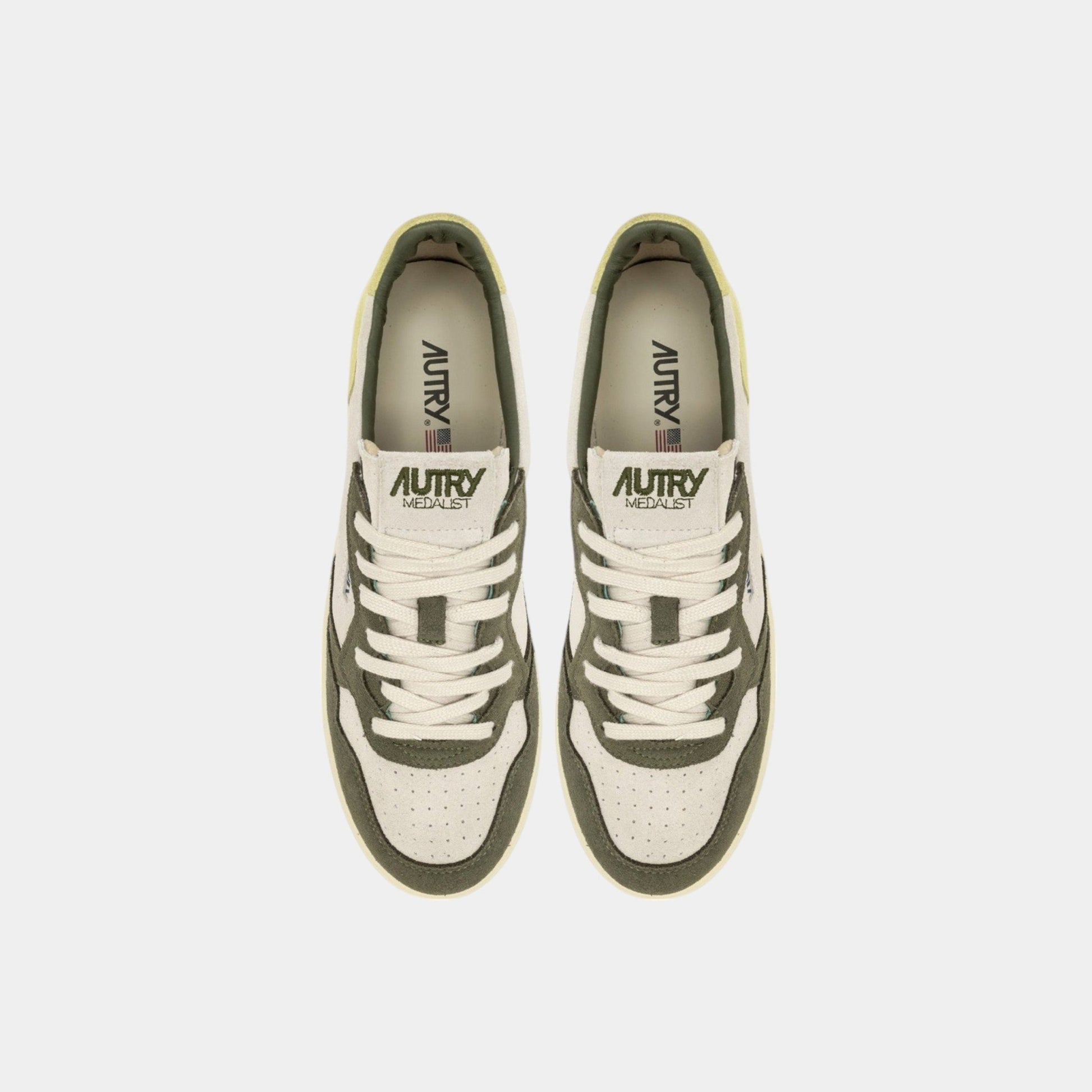 AUTRY Autry Sneakers Medalist in suede - Grigio Militare Lime - Hubert Humangoods