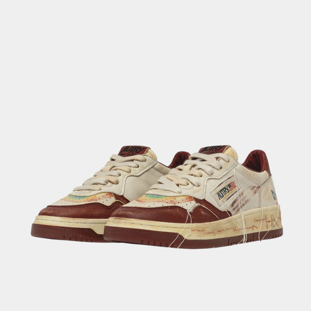 AUTRY - Autry Sneakers Medalist Super Vintage in pelle - Bordeaux/Bianco/2 - Hubert Humangoods