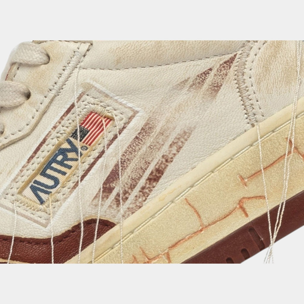 AUTRY - Autry Sneakers Medalist Super Vintage in pelle - Bordeaux/Bianco/5 - Hubert Humangoods