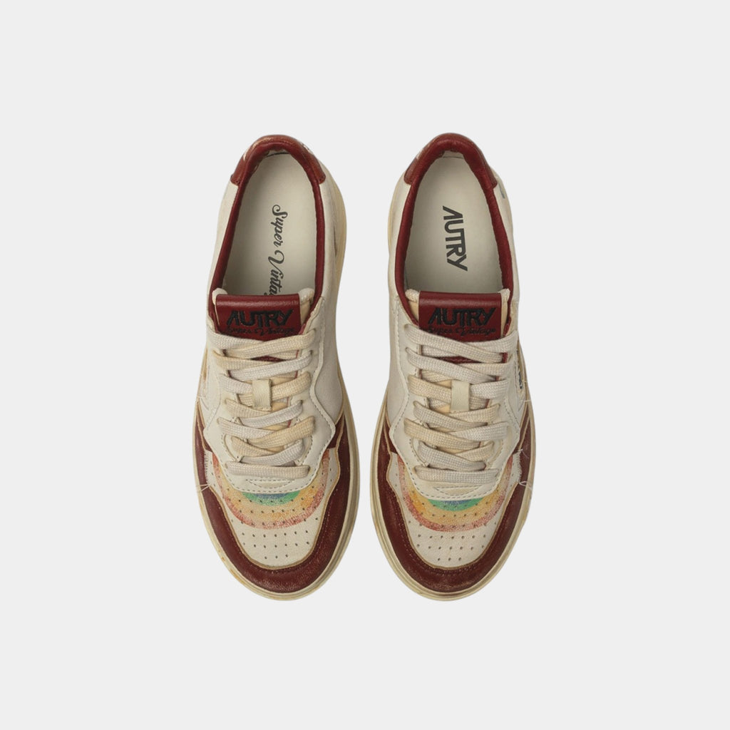 AUTRY - Autry Sneakers Medalist Super Vintage in pelle - Bordeaux/Bianco/4 - Hubert Humangoods