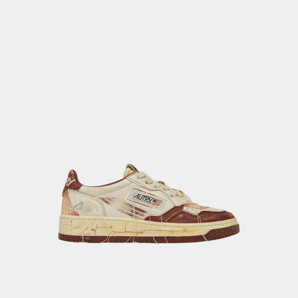 AUTRY - Autry Sneakers Medalist Super Vintage in pelle - Bordeaux/Bianco/1 - Hubert Humangoods