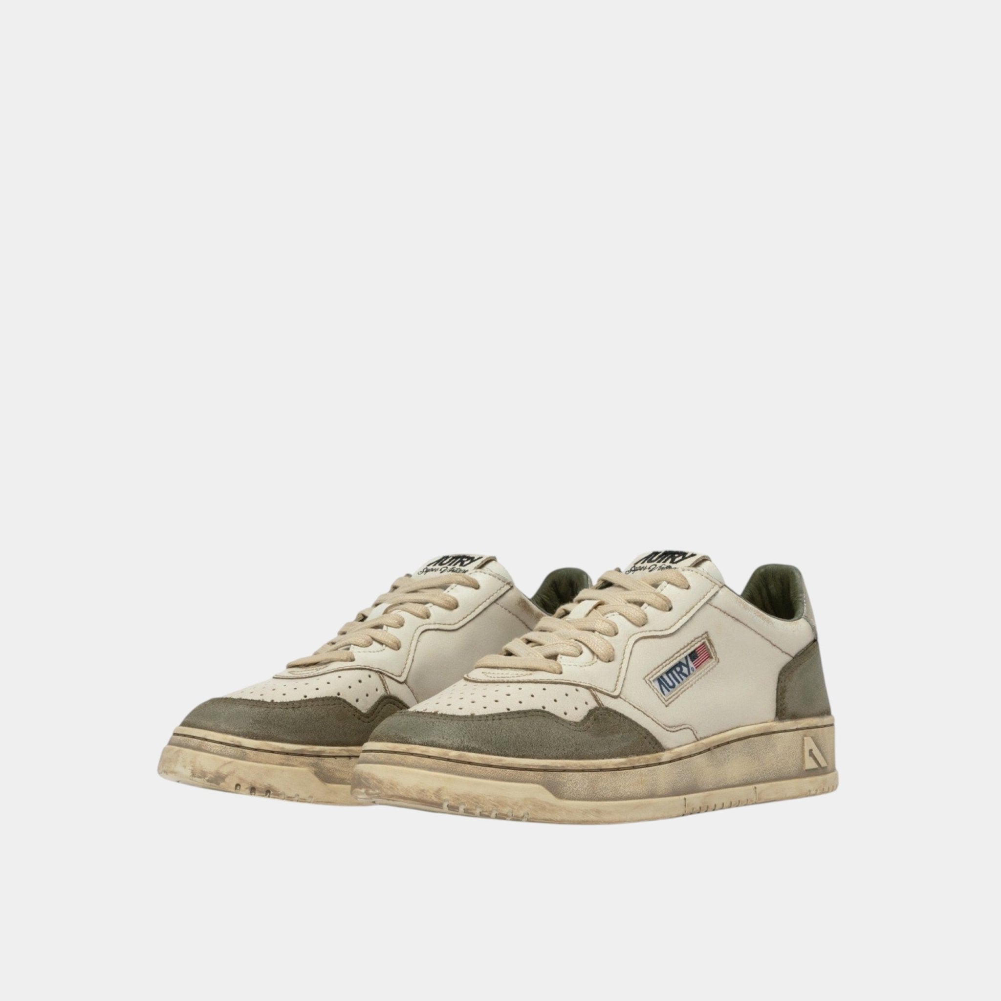 AUTRY Autry Sneakers Medalist Super Vintage in pelle e suede - Bianco/verde - Hubert Humangoods