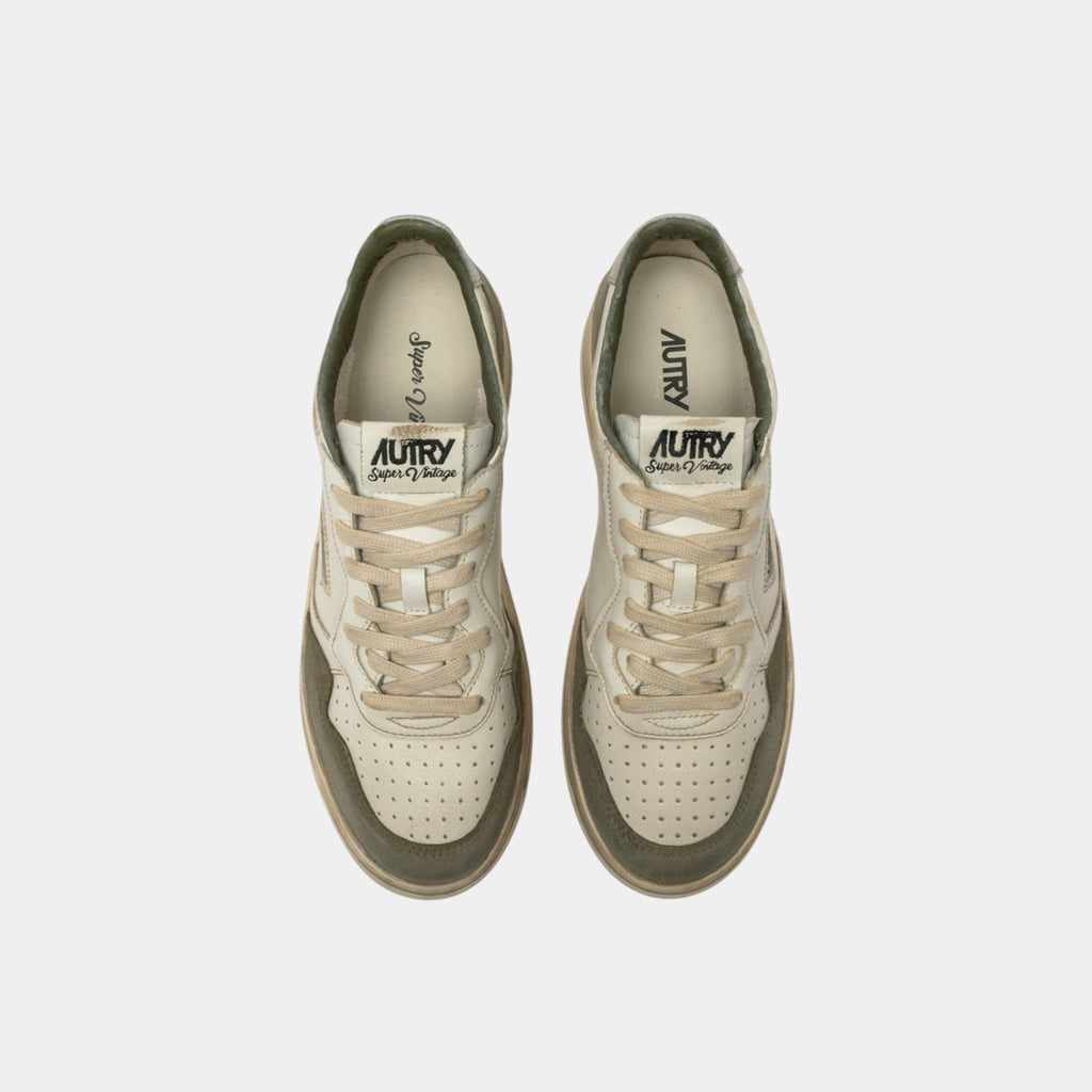 AUTRY Autry Sneakers Medalist Super Vintage in pelle e suede - Bianco/verde - Hubert Humangoods