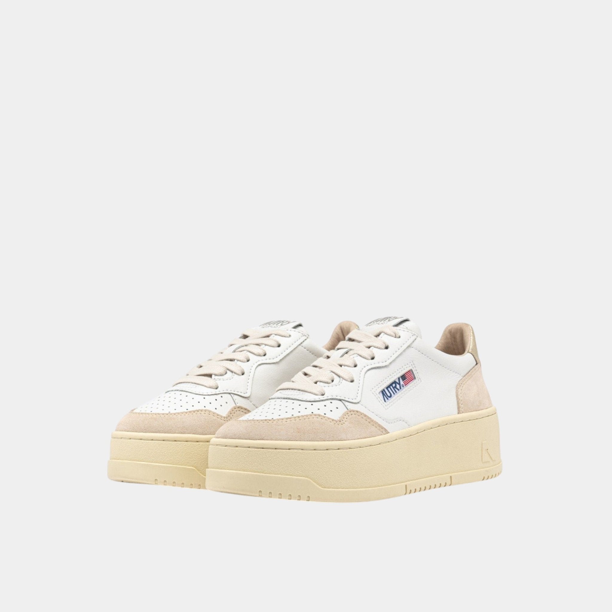 AUTRY Autry Sneakers Platform in pelle e suede - Bianco/Oro - Hubert Humangoods
